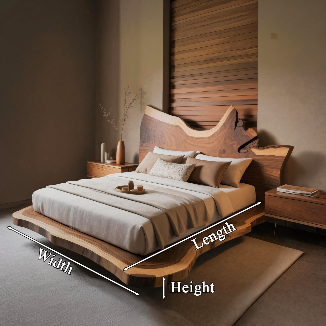 Contemporary Live Edge Bed Frame For Master Bedroom