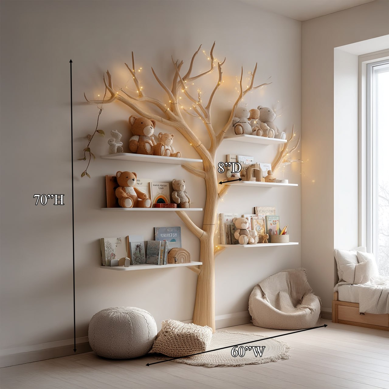 Rustic Tree Bookshelf Nursery Bedroom SINLSATB257