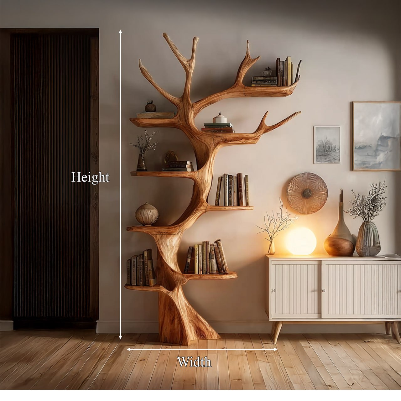 Rustic Tree Bookshelf Living Room SINLSATB208