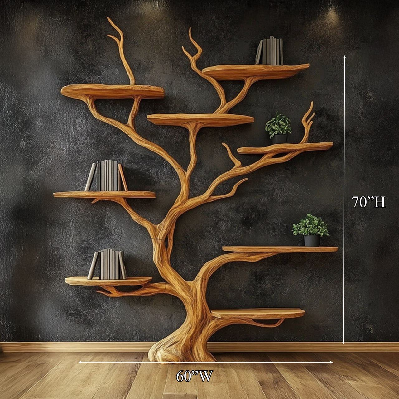 Wall Mounted Tree Shelf Natural Wood Unique Gift SINLSATB197