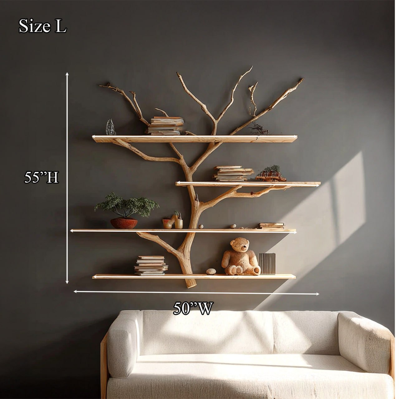 Rustic Book Tree Shelf Nursery Kids SINLSATBS030