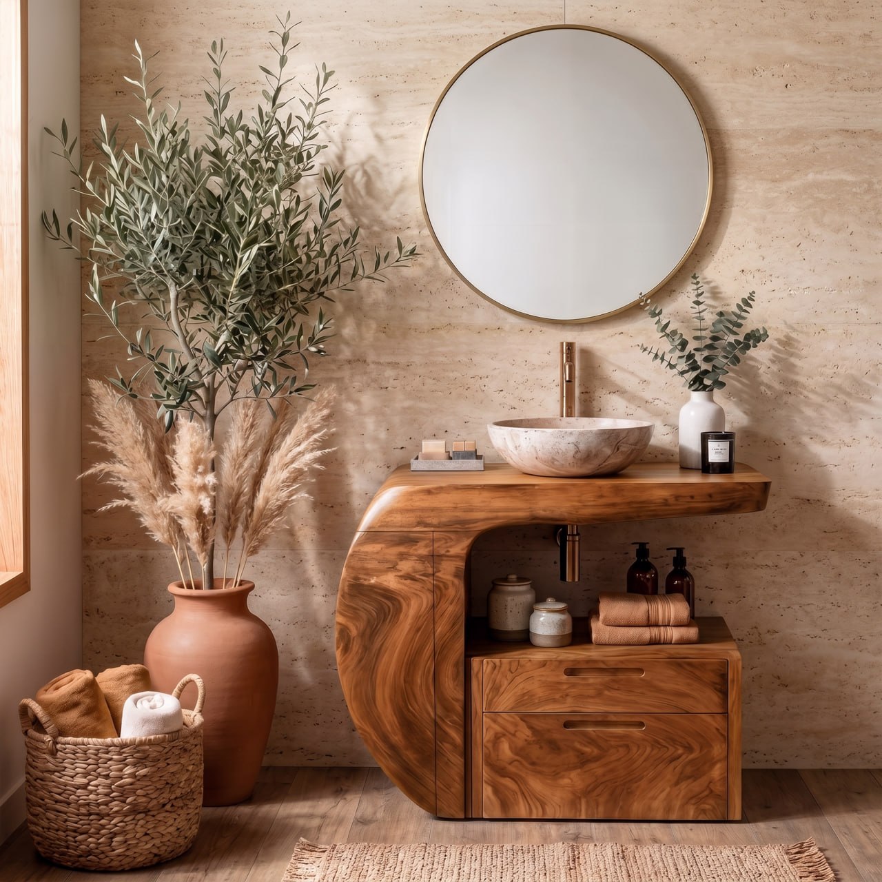 Modern Organic Bathroom Vanity With Storage For Bathroom SINLKIBRV303