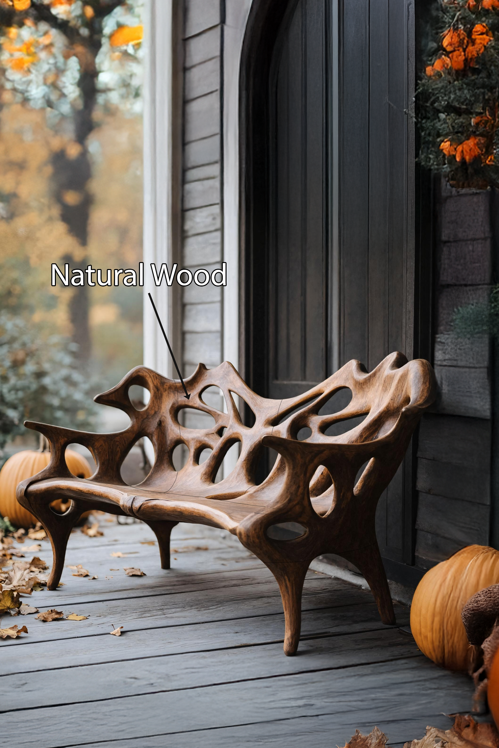 Handcrafted Solid Wood Halloween Bench For Outdoor Party Decor SILDTTNHOB007