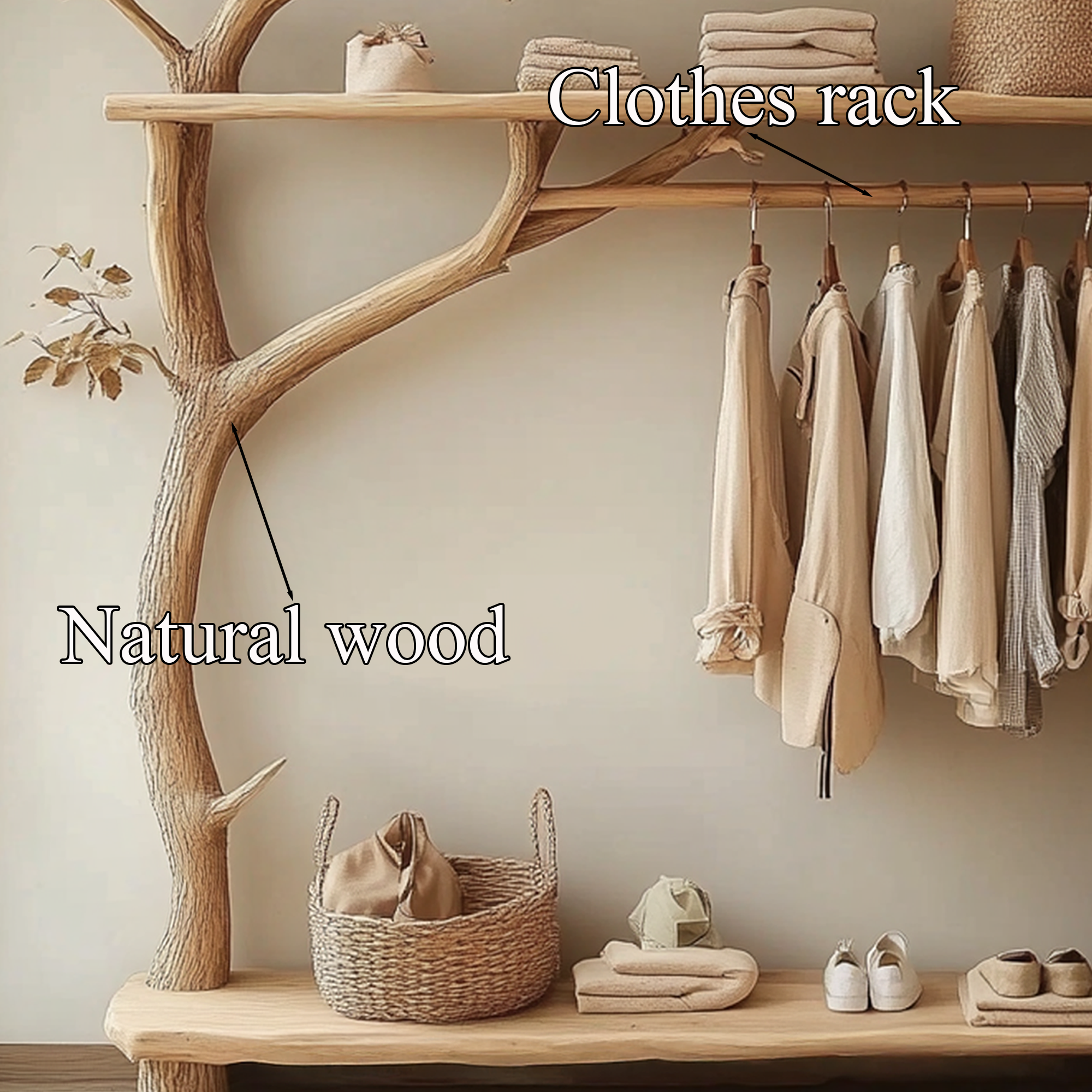 Tree Coat Rack Hanging Clothes Handmade Decor Room Gift SINLTB142