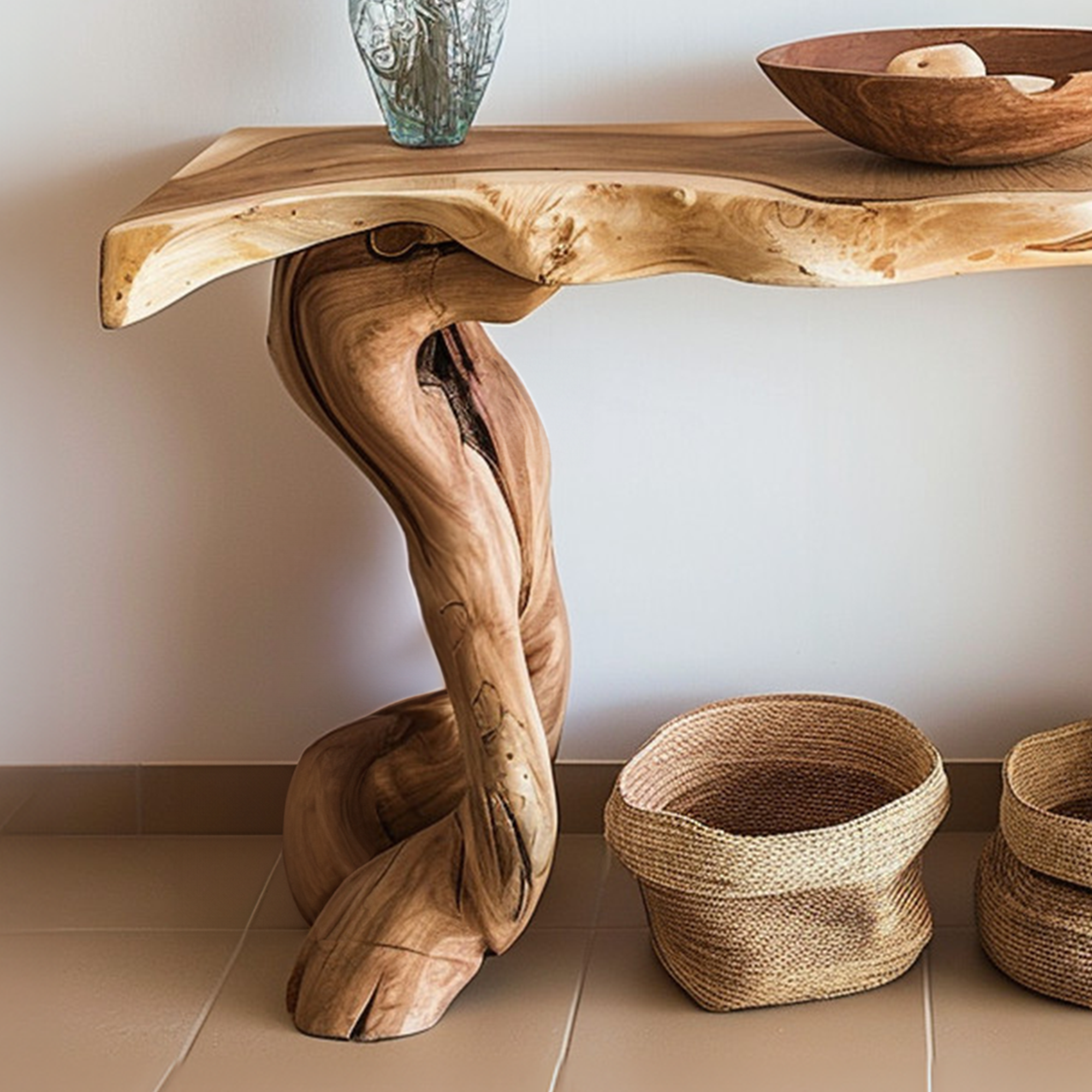 Wooden Rustic Console Table Bedside Table SINLCS015