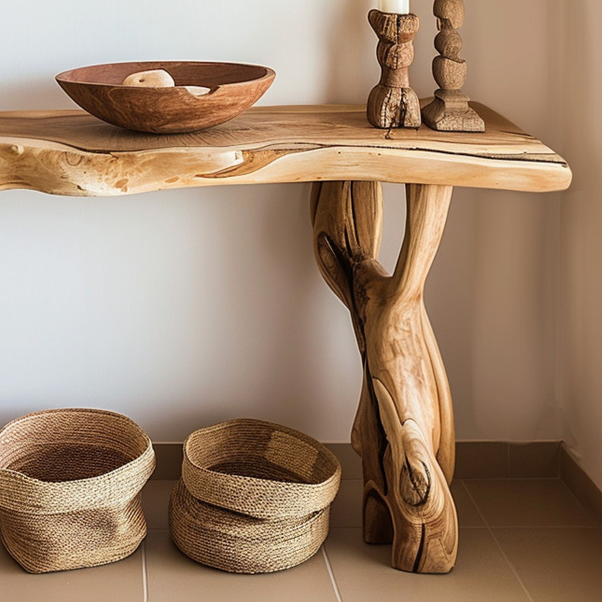 Wooden Rustic Console Table Bedside Table SINLCS015