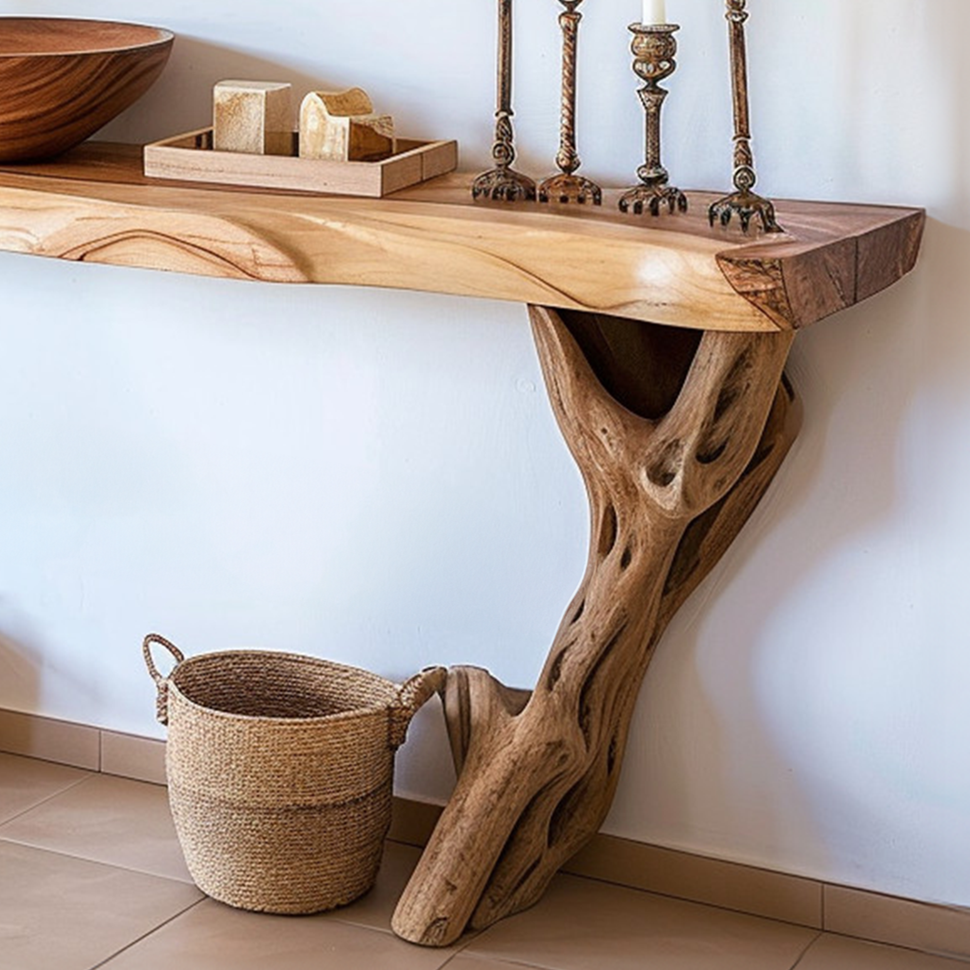 Narrow Solid Wood Console Table SINLCS009