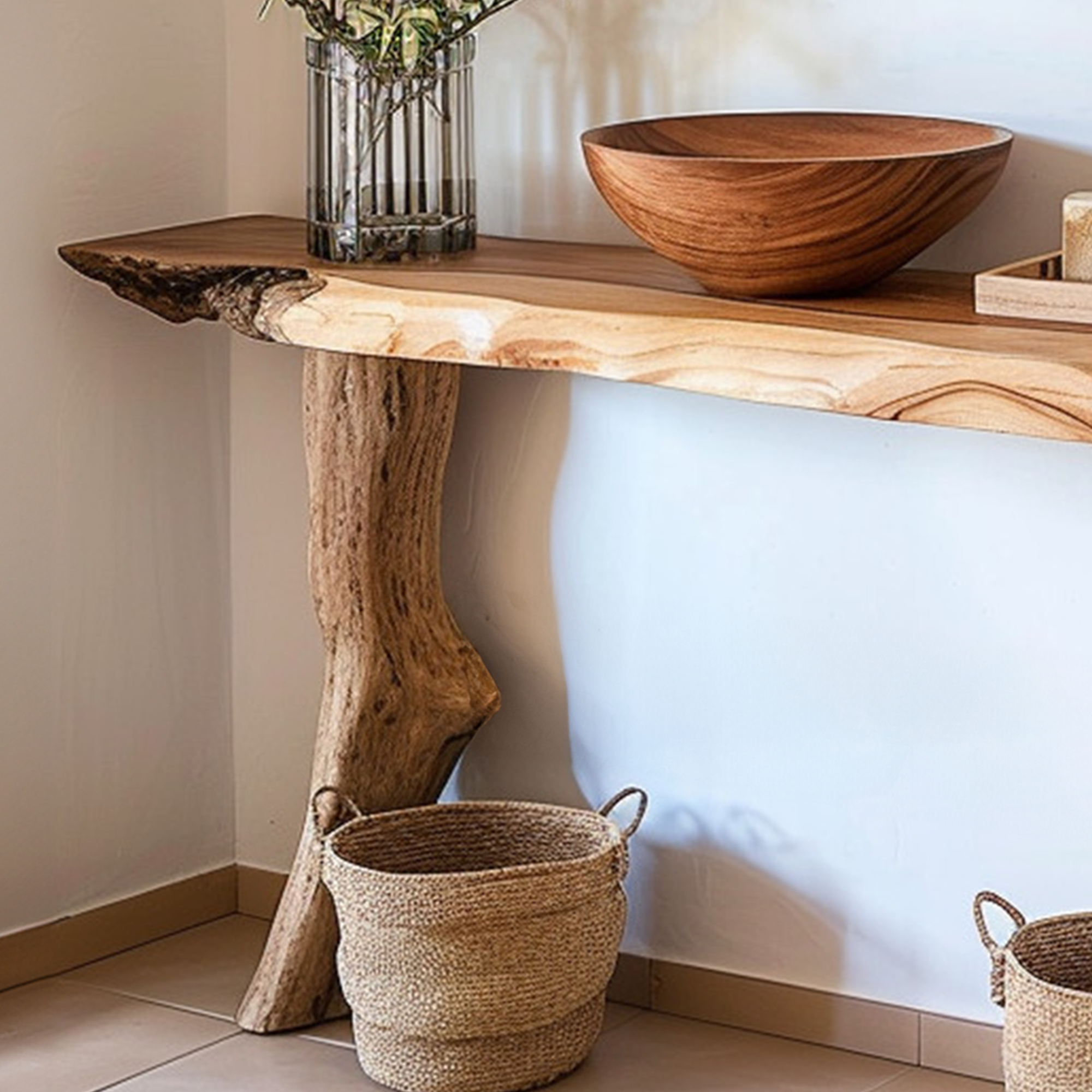 Narrow Solid Wood Console Table SINLCS009