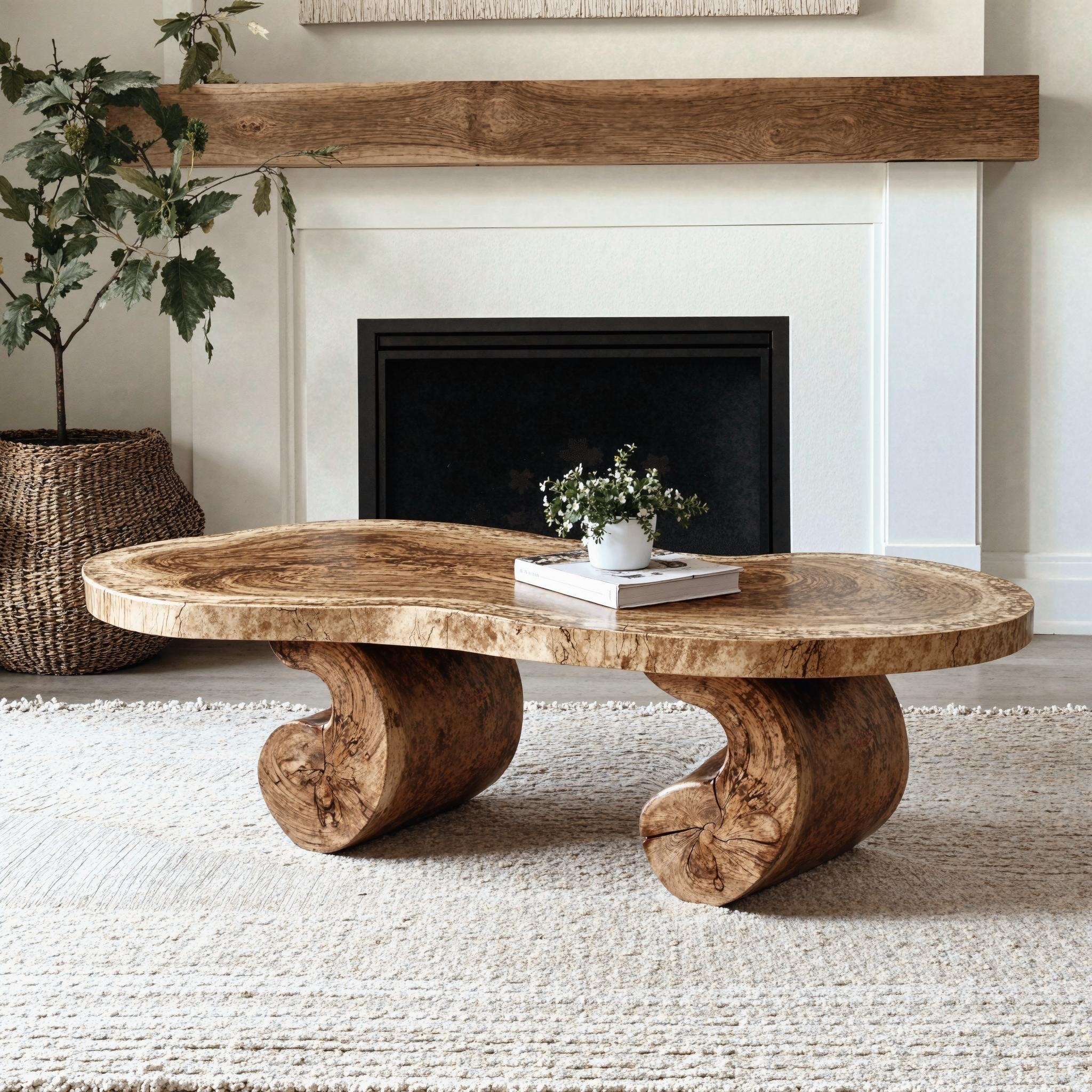Handmade Live Edge Wood Coffee Table Natural Look SILDTCF103