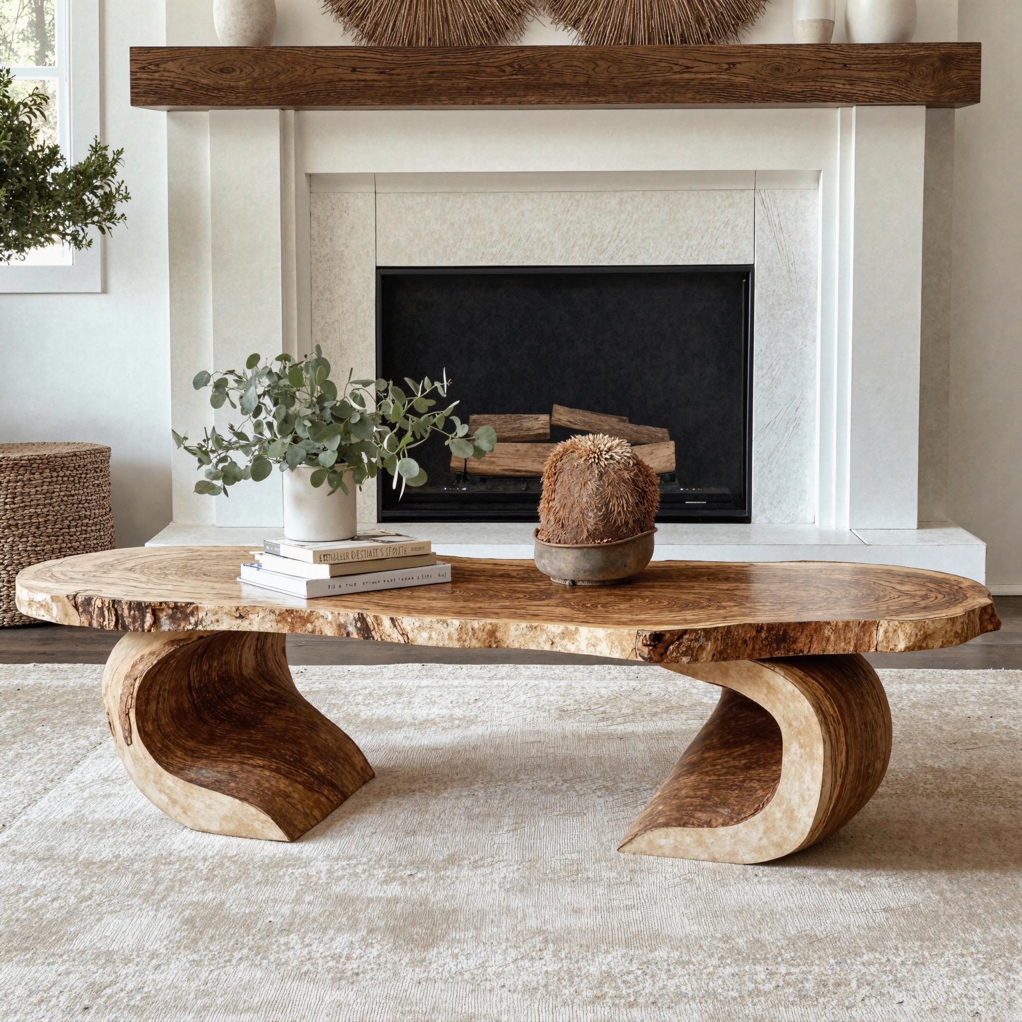 Vintage Natural Wood Coffee Table Cozy Living Room SILDTCF101