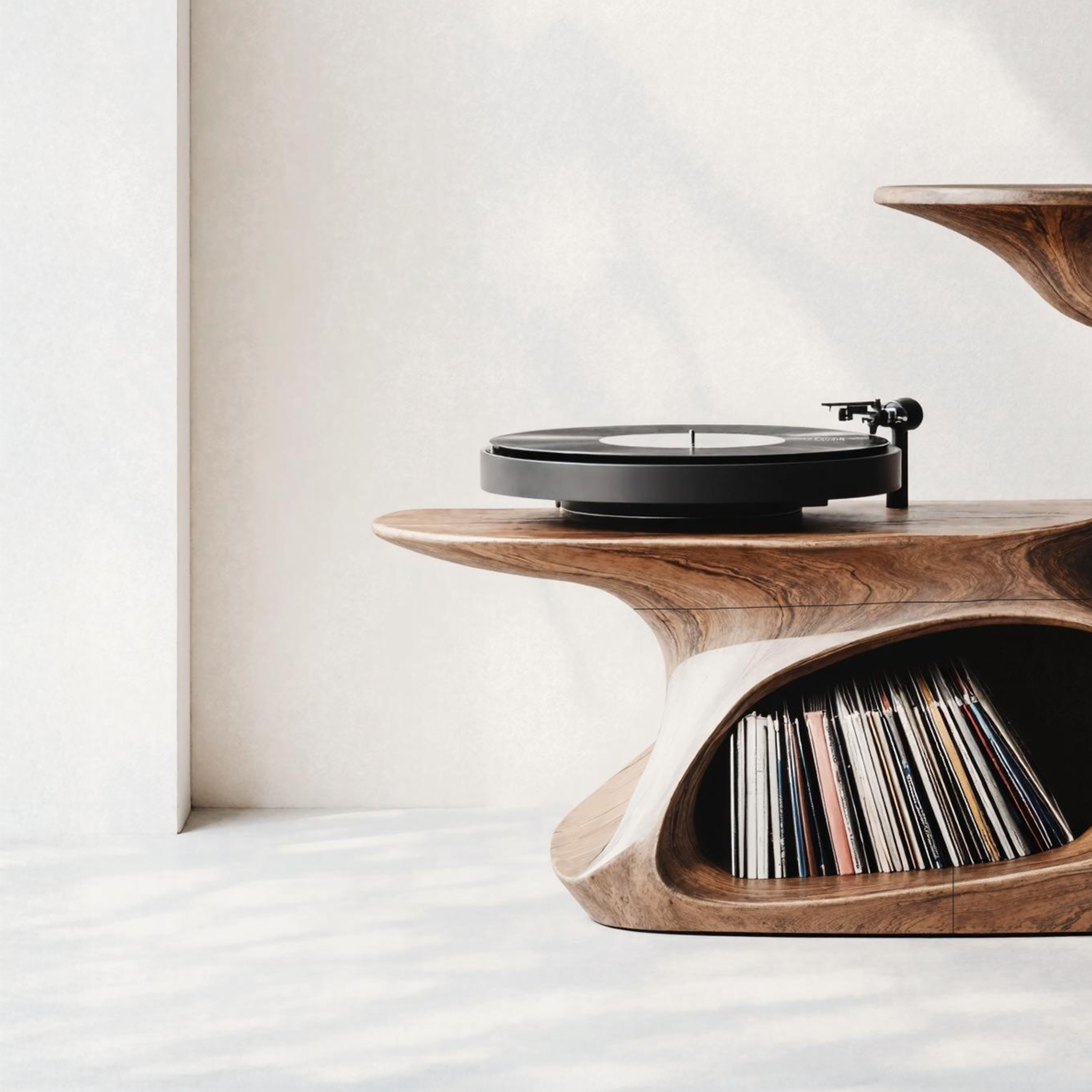 Handcrafted Live Edge Record Stand Unique Living Room SILDTTNRPT007