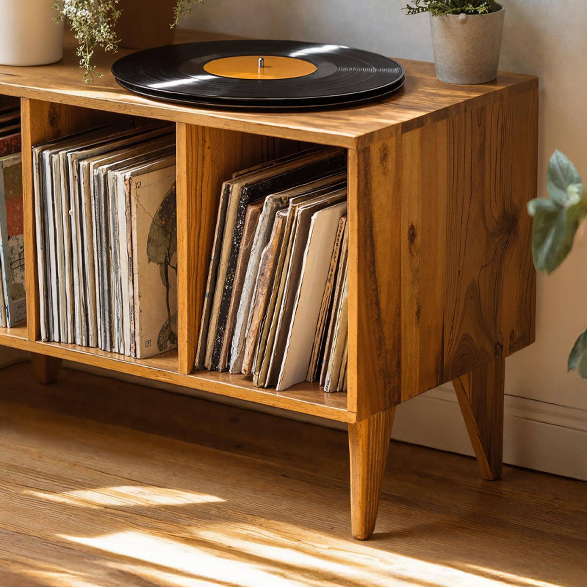 Farmhouse Record Stand For Vinyl Collection In Entryway Area SILDTRPT020