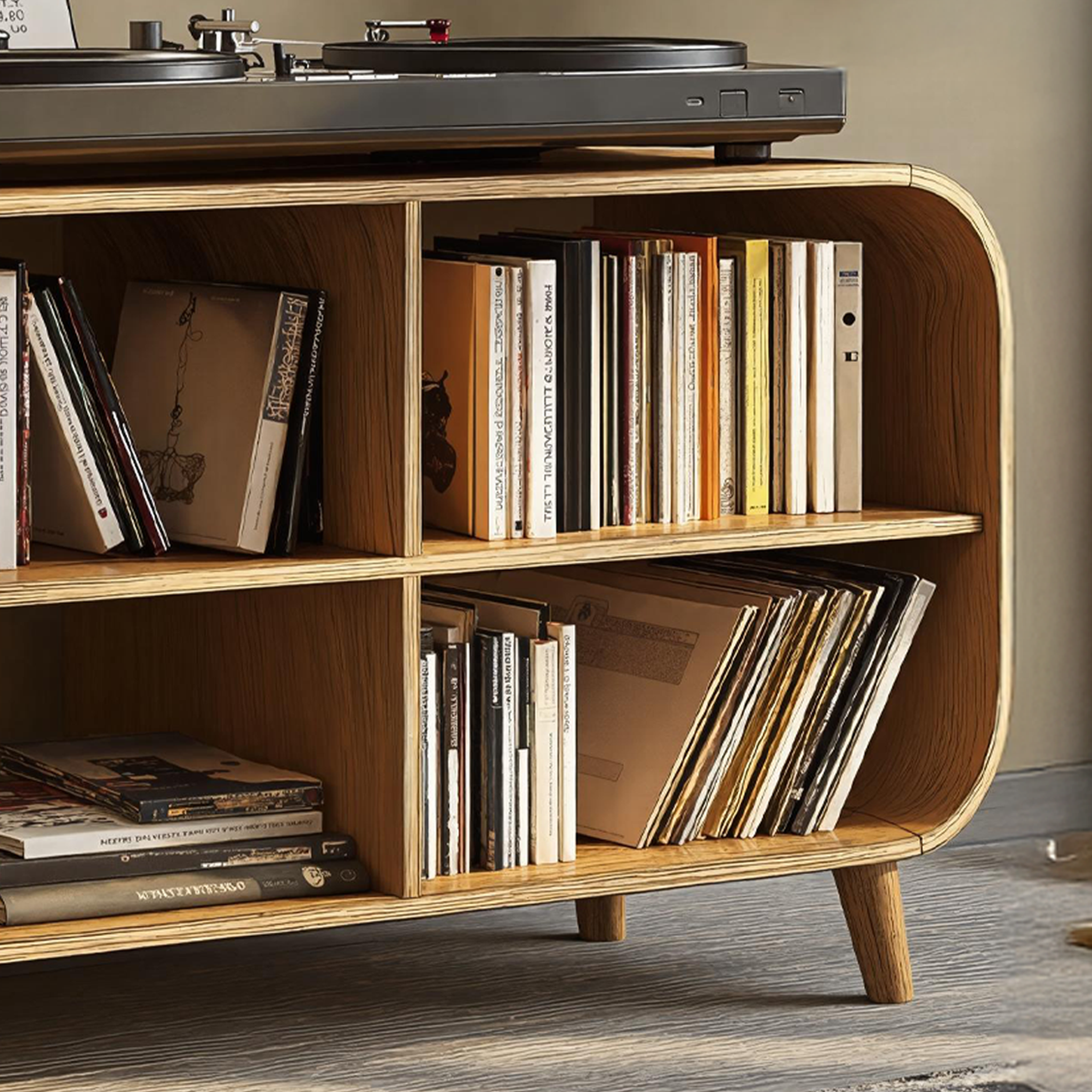 Mid Century Vinyl Record Storage Stand For Entryway Design SILDTRPT022