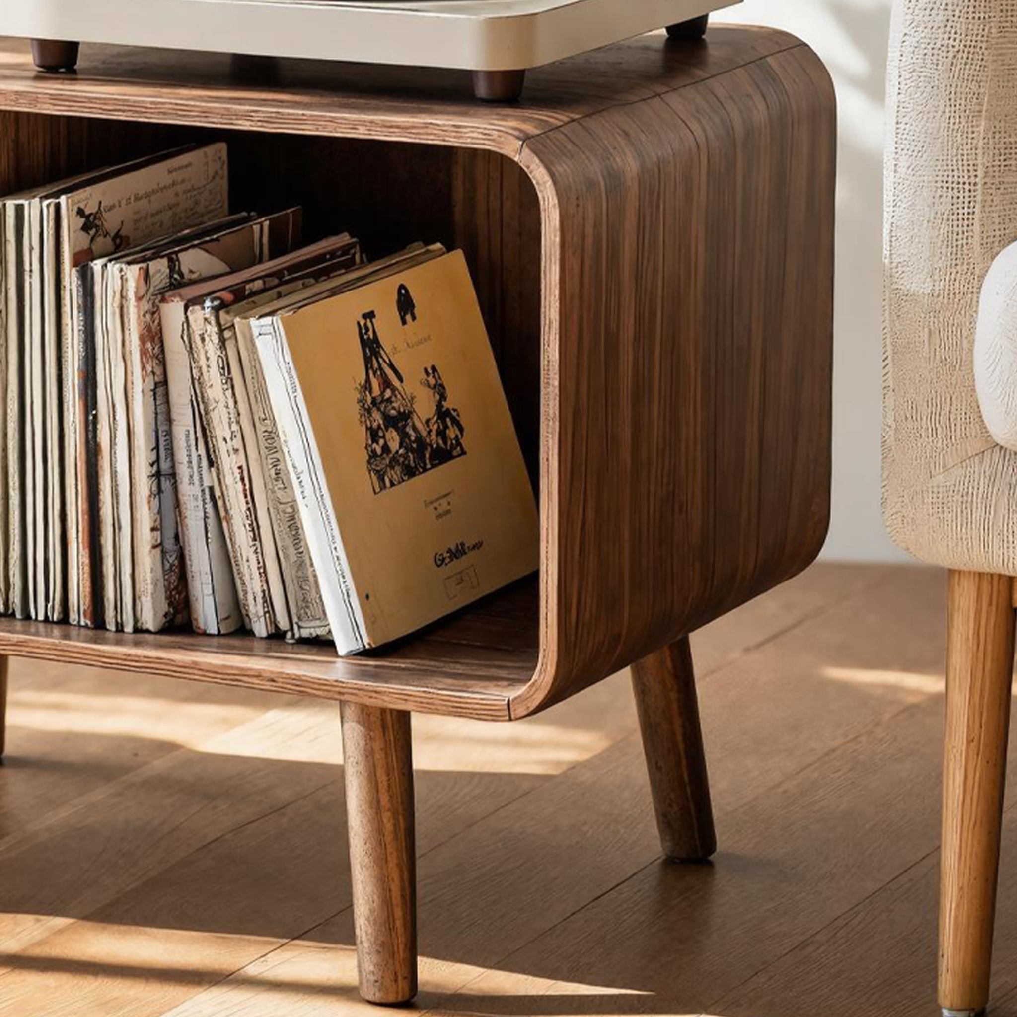 Mid Century Large Record Stand For Vinyl Storage In Bedroom SILDTRPT018