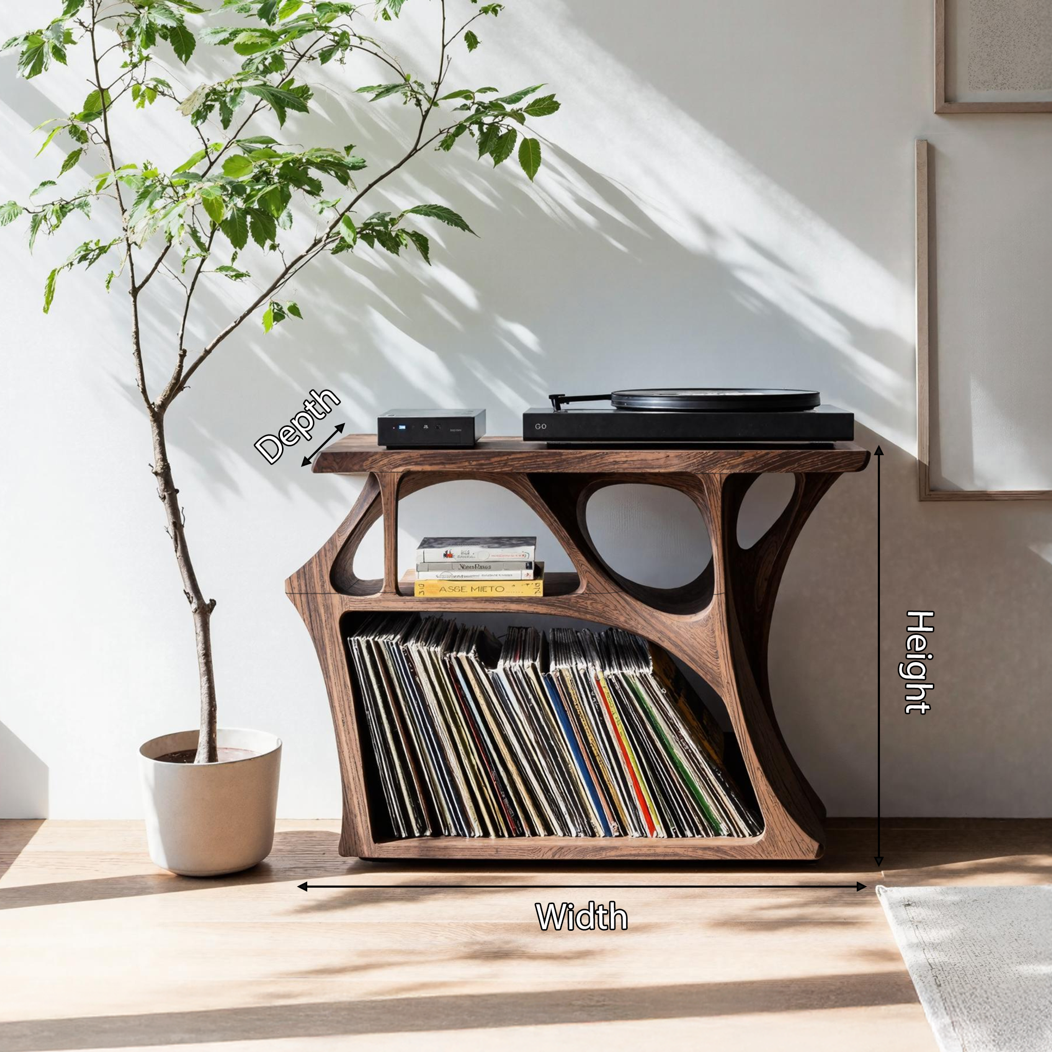 Mid Century Record Stand Living Room Decor Essential SILDTTNRPT009