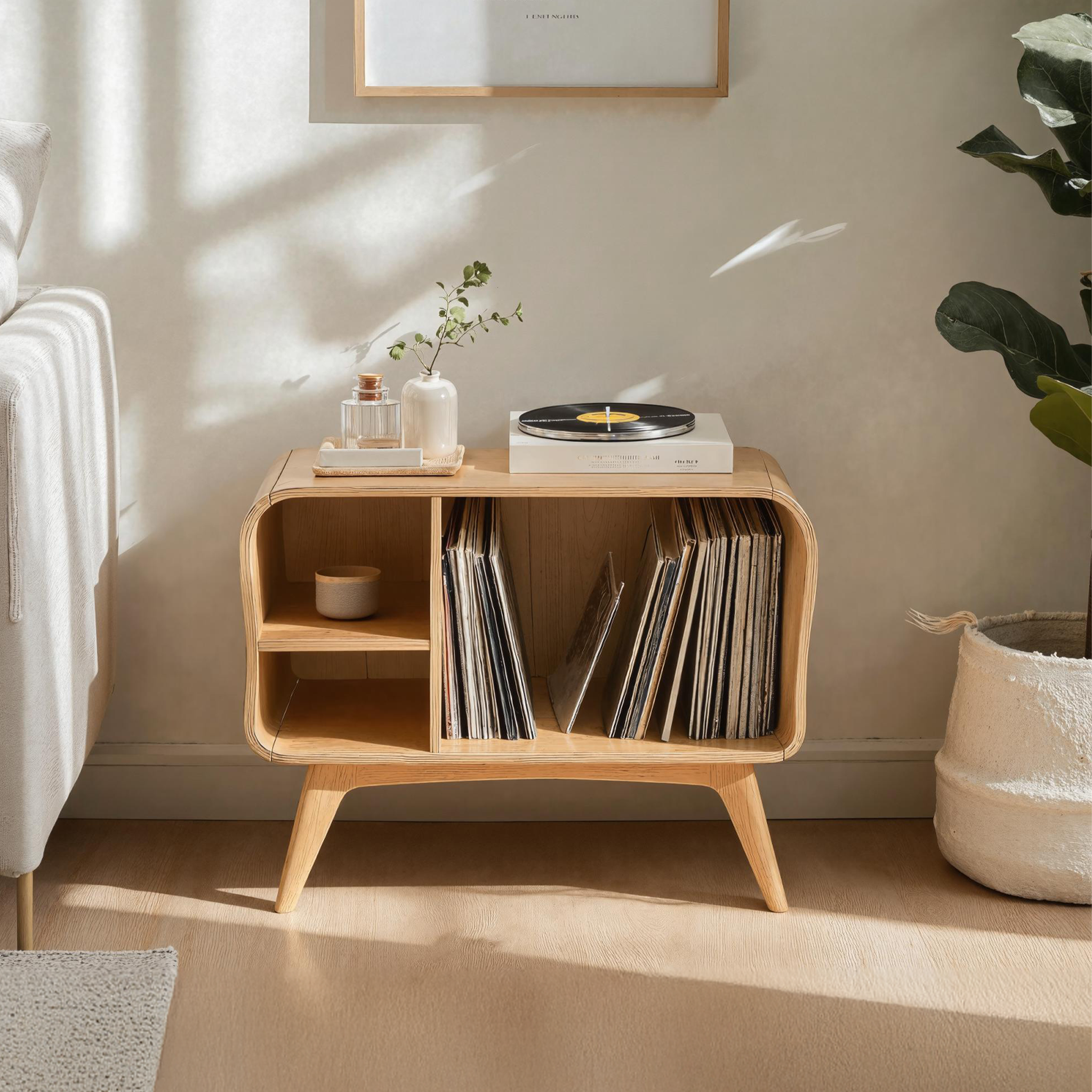 Farmhouse Solid Wood Record Stand For Bedroom Organization SILDTRPT016