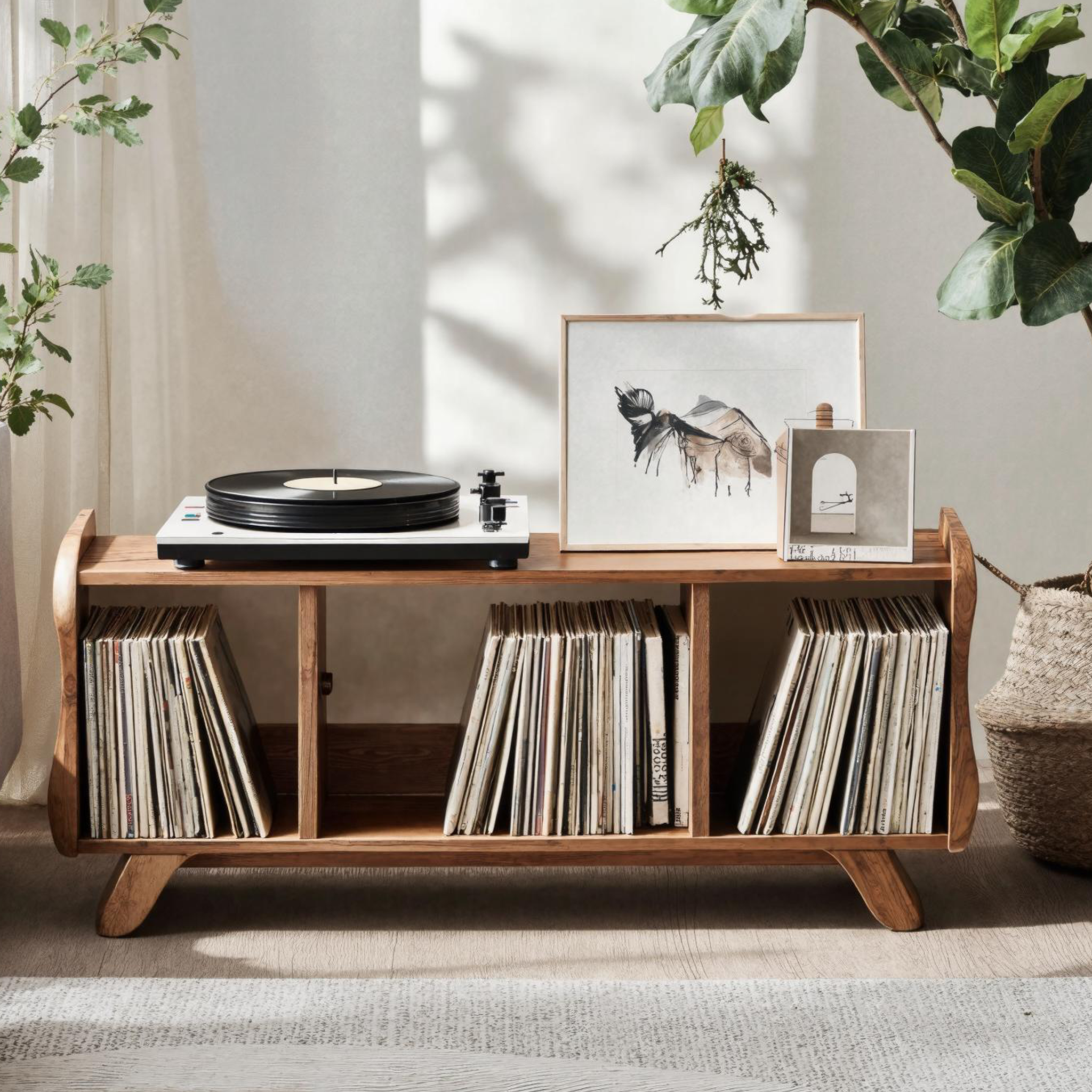 Rustic Record Player Cabinet Solid Wood For Living Room Use SILDTRPT019