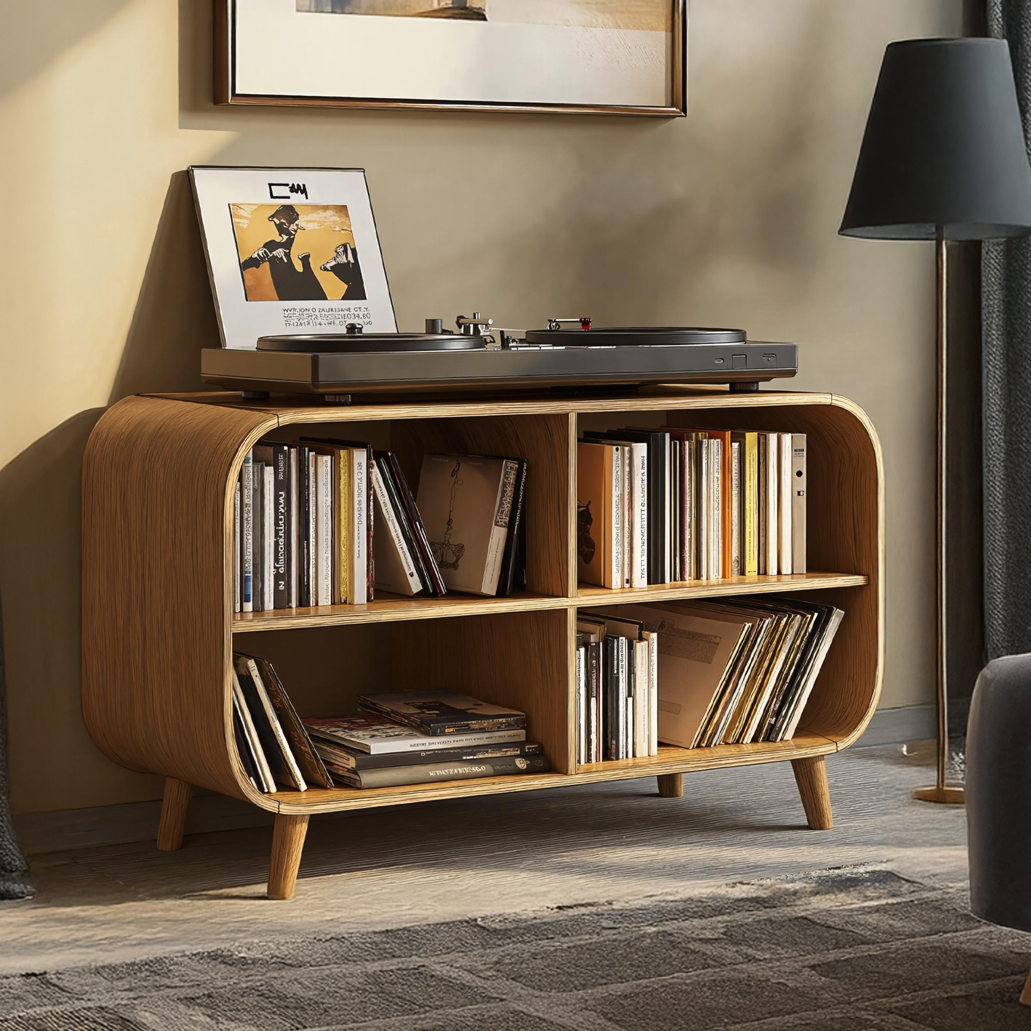 Mid Century Vinyl Record Storage Stand For Entryway Design SILDTRPT022