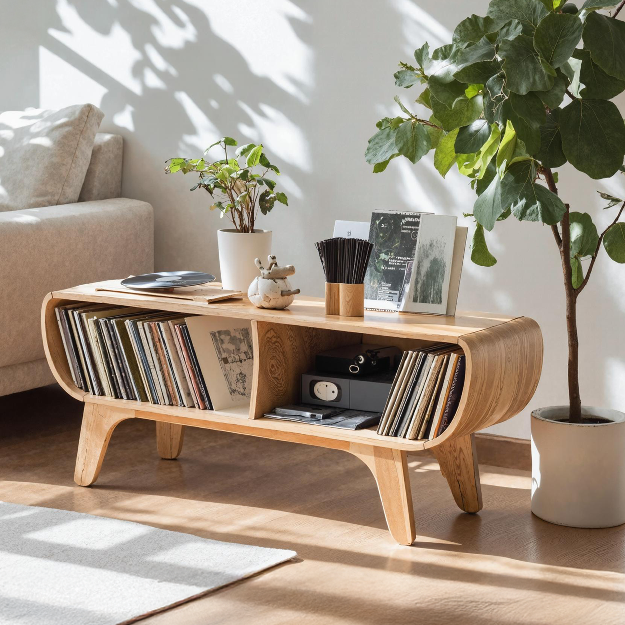 Vintage Record Player Stand With Storage For Entryway Decor SILDTRPT017