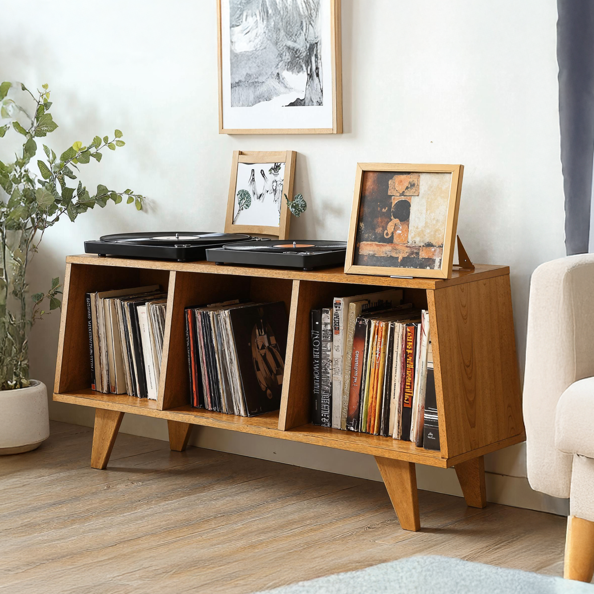 Rustic Wooden Record Player Table For Living Room Furniture SILDTRPT023