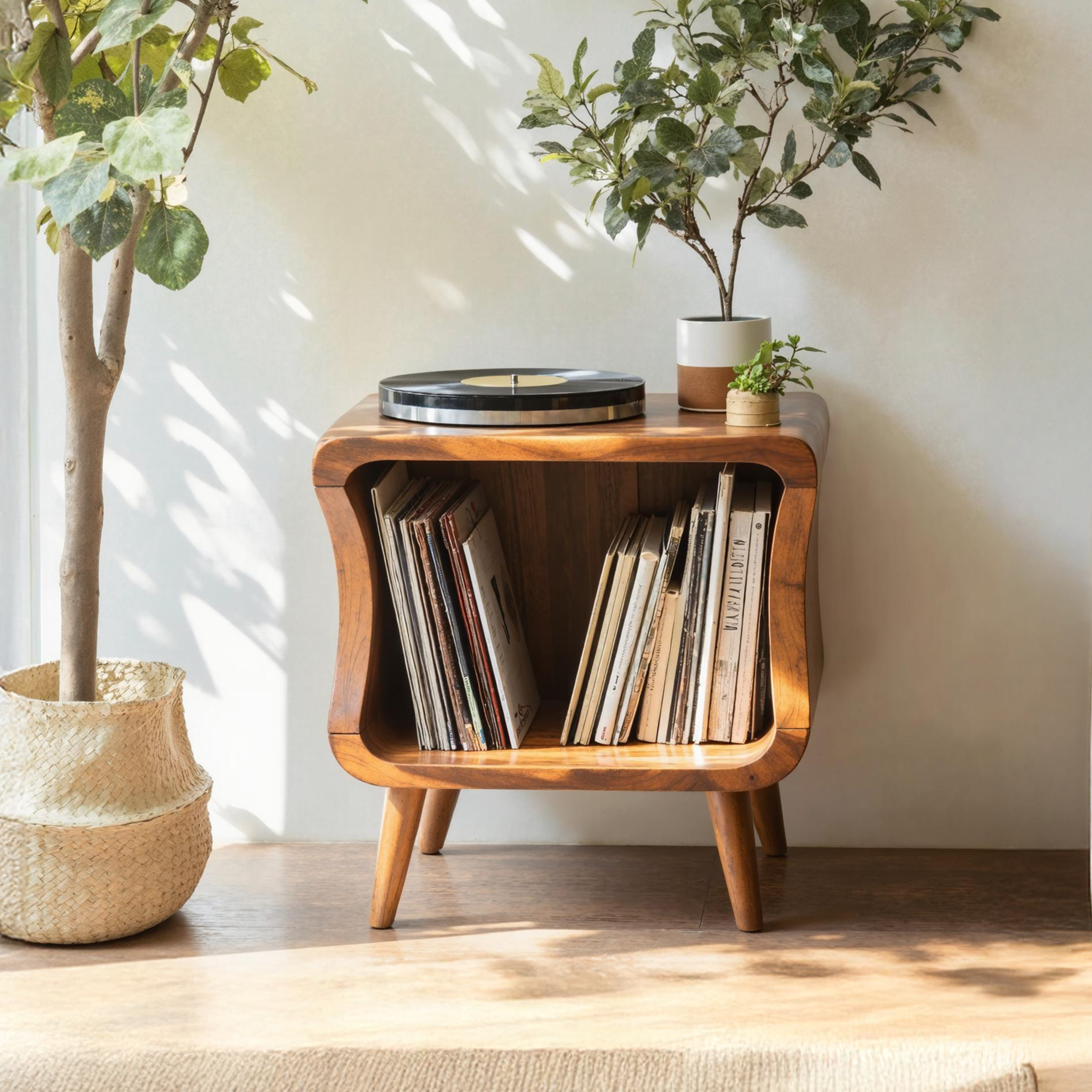 Mid Century Solid Wood Record Player Stand For Living Room SILDTRPT014