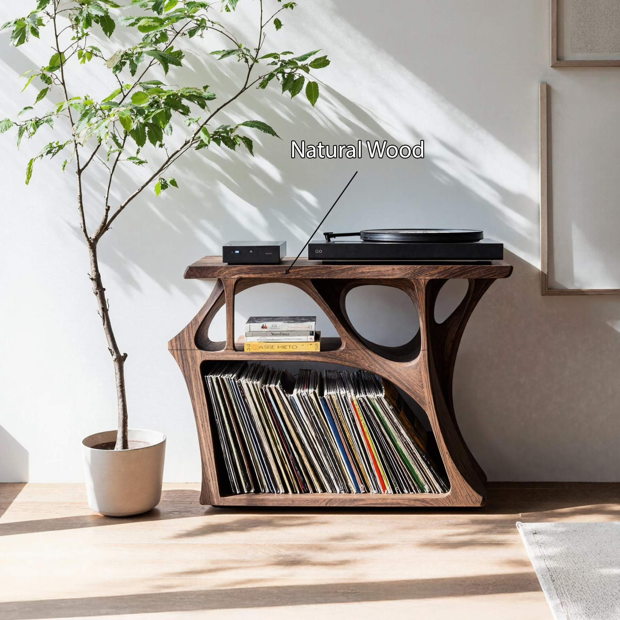 Mid Century Record Stand Living Room Decor Essential SILDTTNRPT009