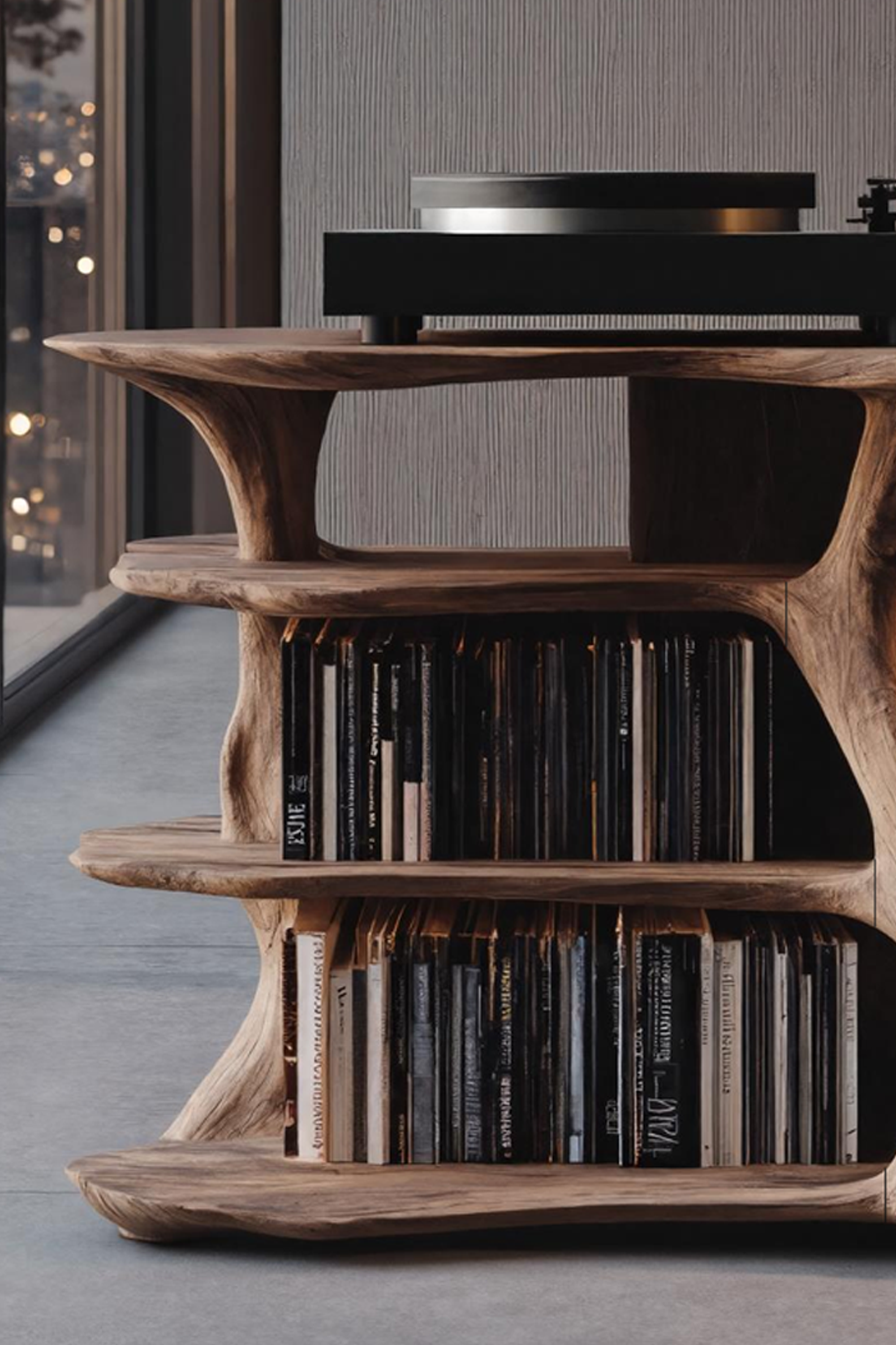 Handcrafted Vinyl Stand With Storage For Bedroom SILDTTRRPT027
