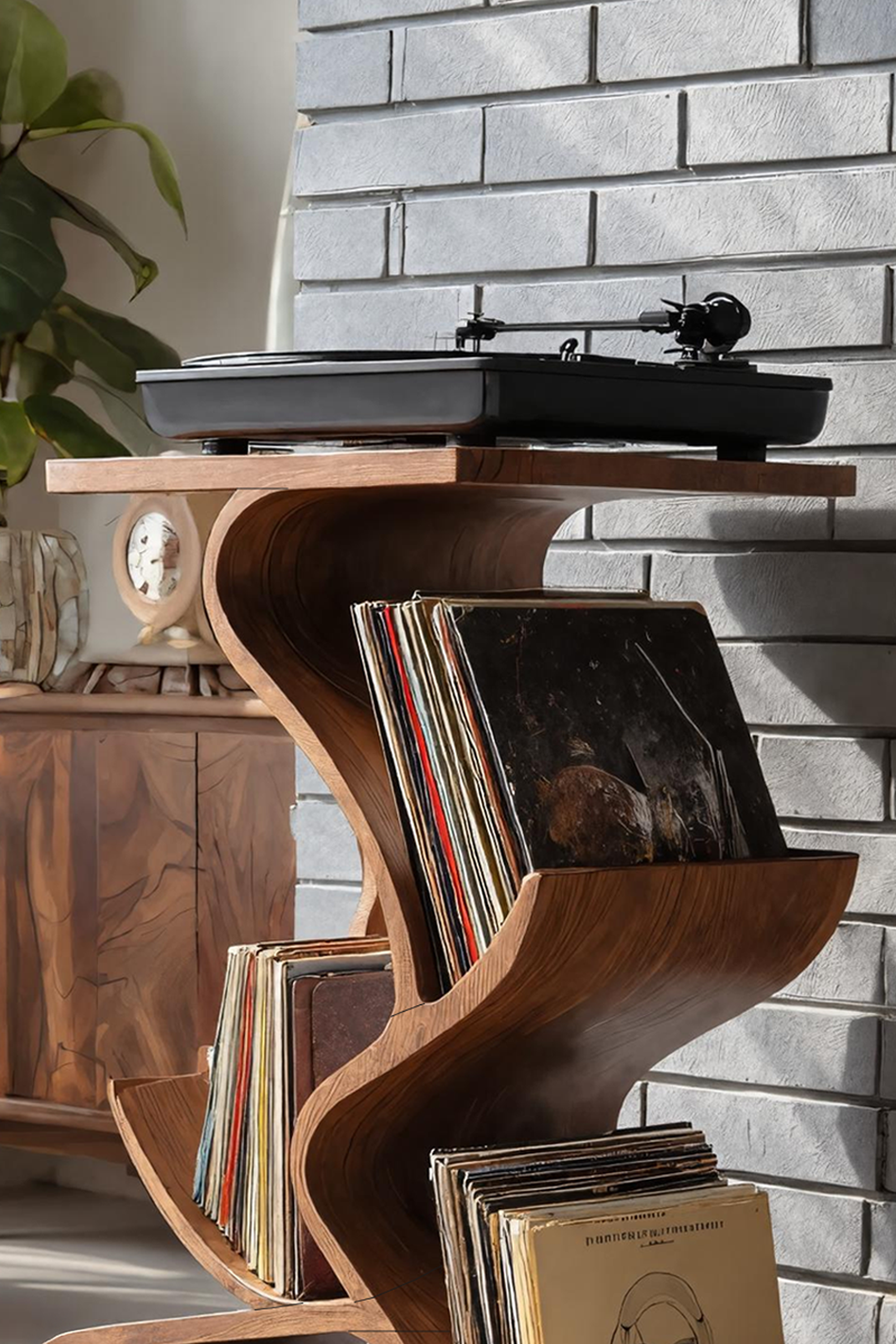 Handcrafted Record Stand With Storage For Furniture SILDTTRRPT035