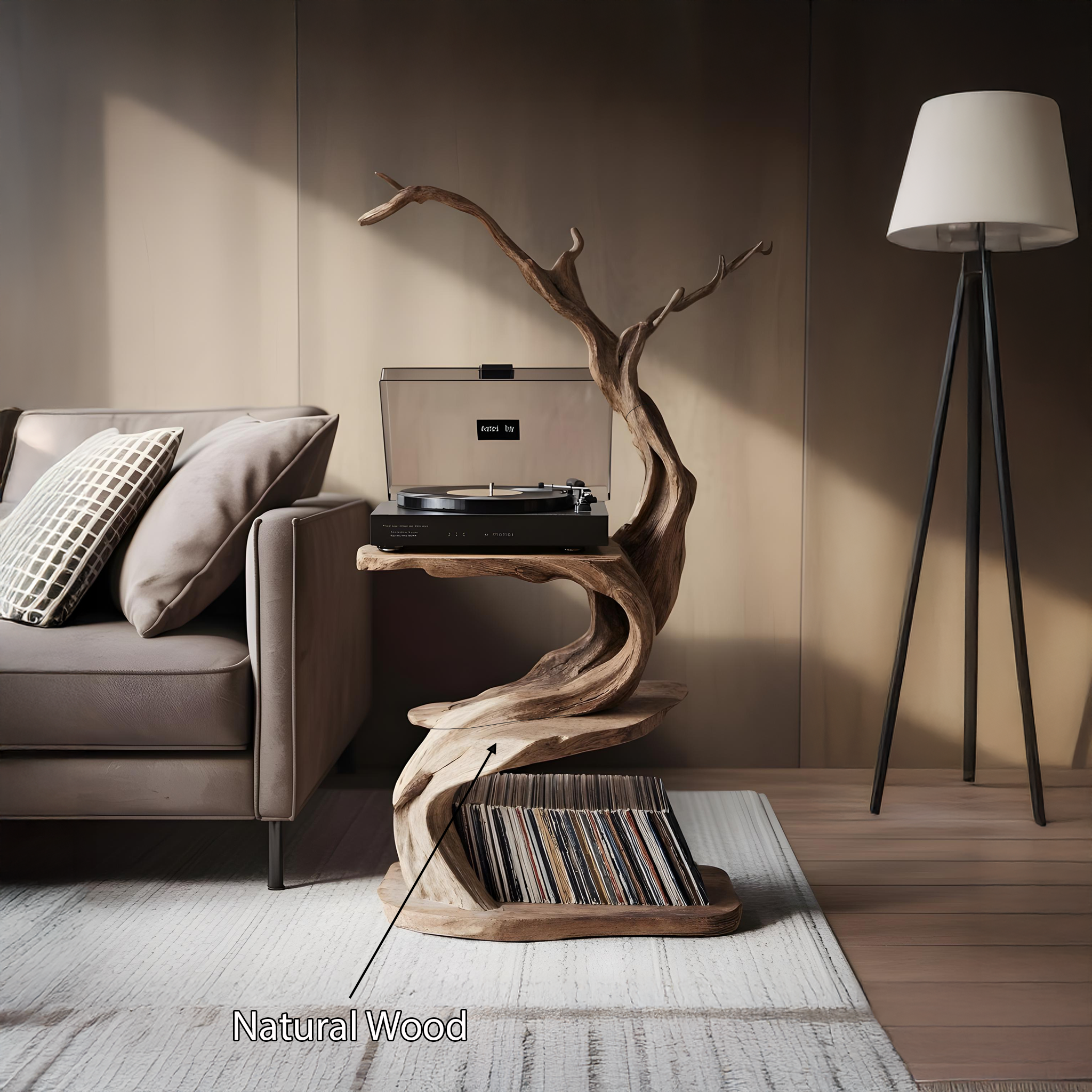 Rustic Record Stand Industrial Living Room Furniture SILDTRPT028