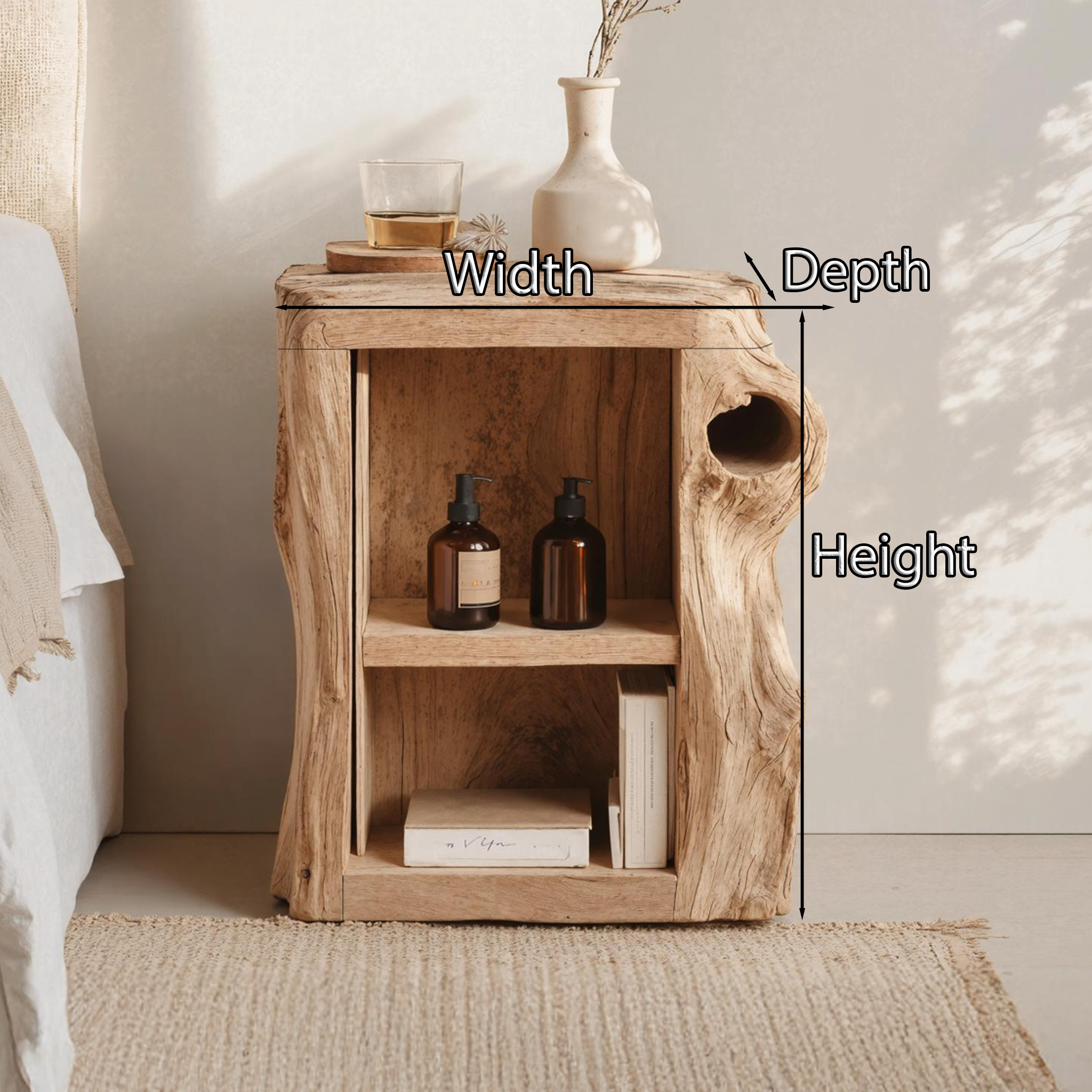 Handcrafted Live Edge Nightstand For Elegant Bedroom SILDTNS031