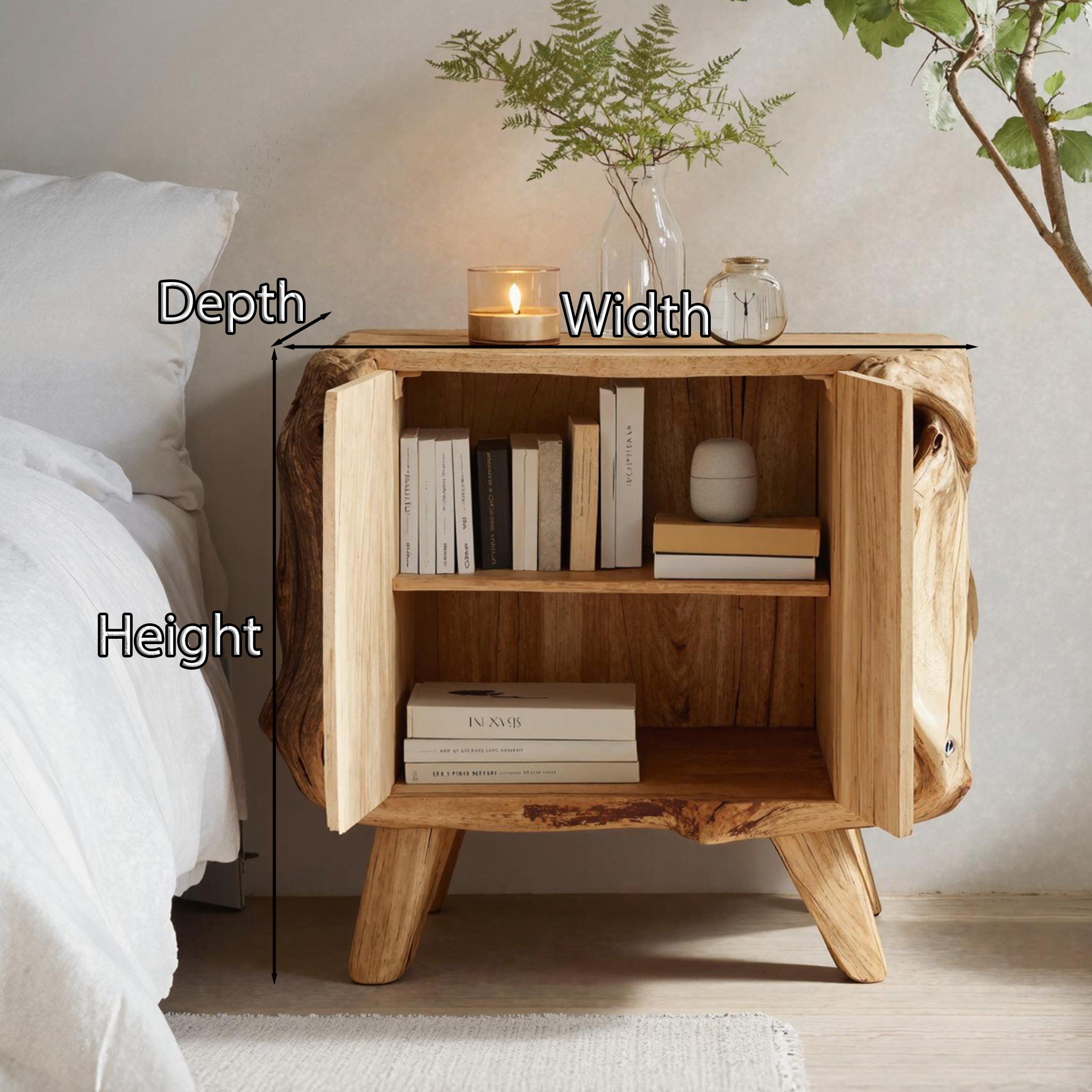 Farmhouse Live Edge Nightstand For Natural Bedroom Vibe SILDTNS030