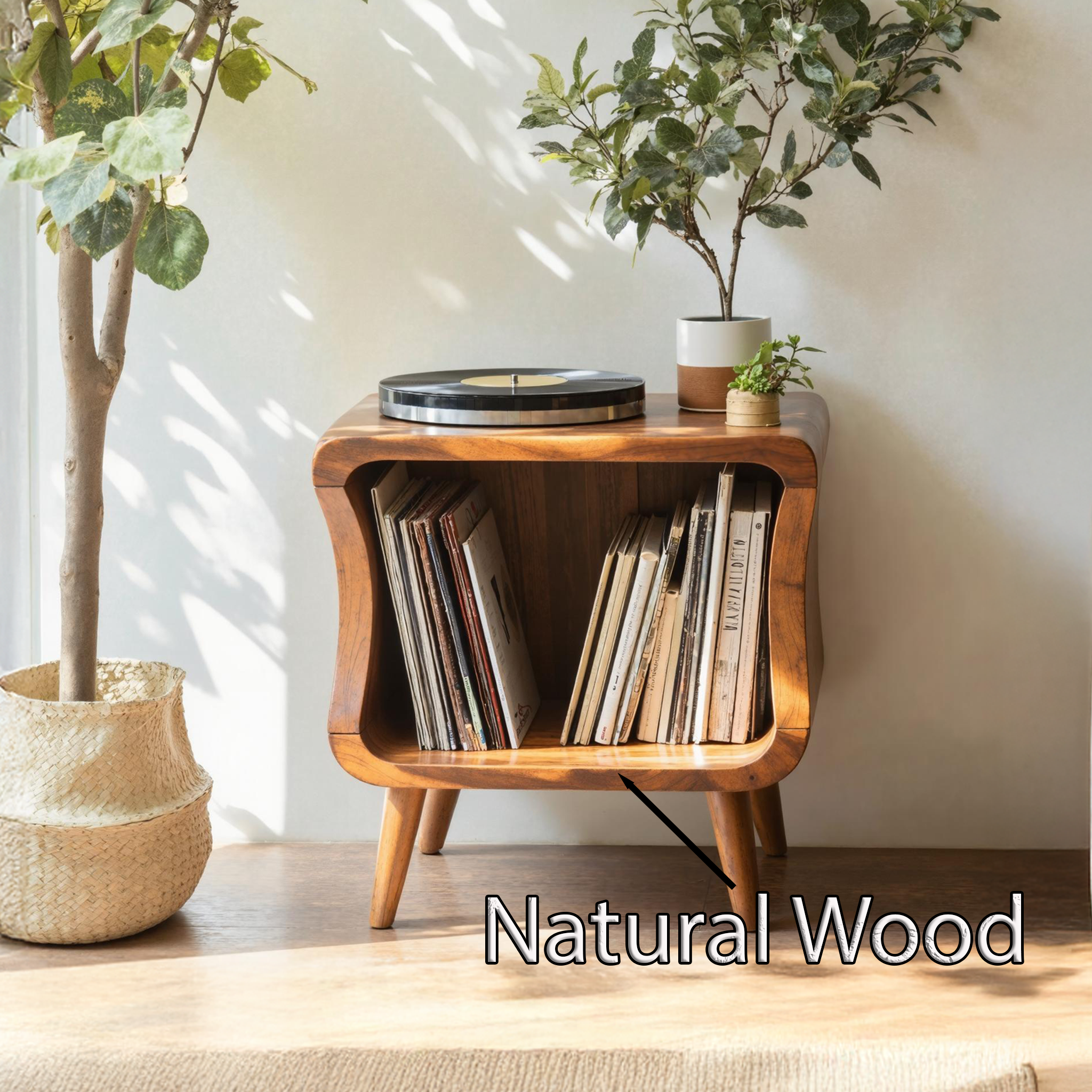 Mid Century Solid Wood Record Player Stand For Living Room SILDTRPT014