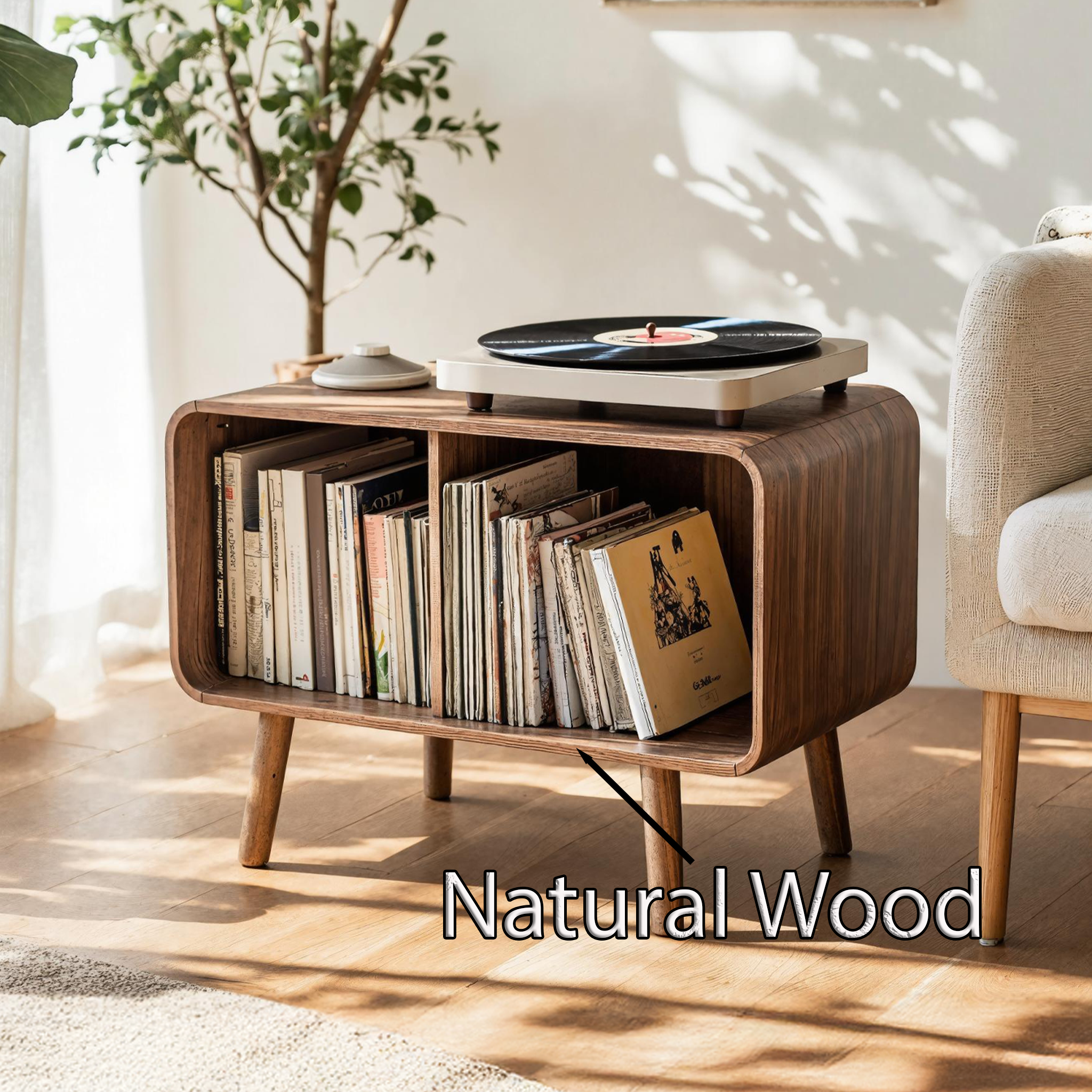 Mid Century Large Record Stand For Vinyl Storage In Bedroom SILDTRPT018