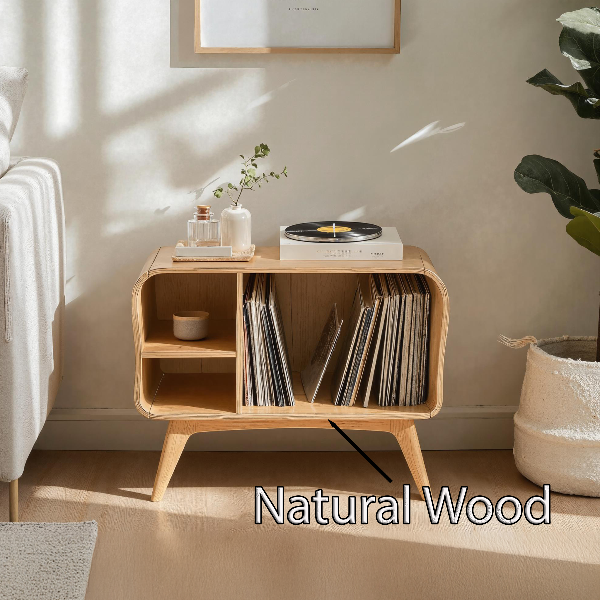 Farmhouse Solid Wood Record Stand For Bedroom Organization SILDTRPT016