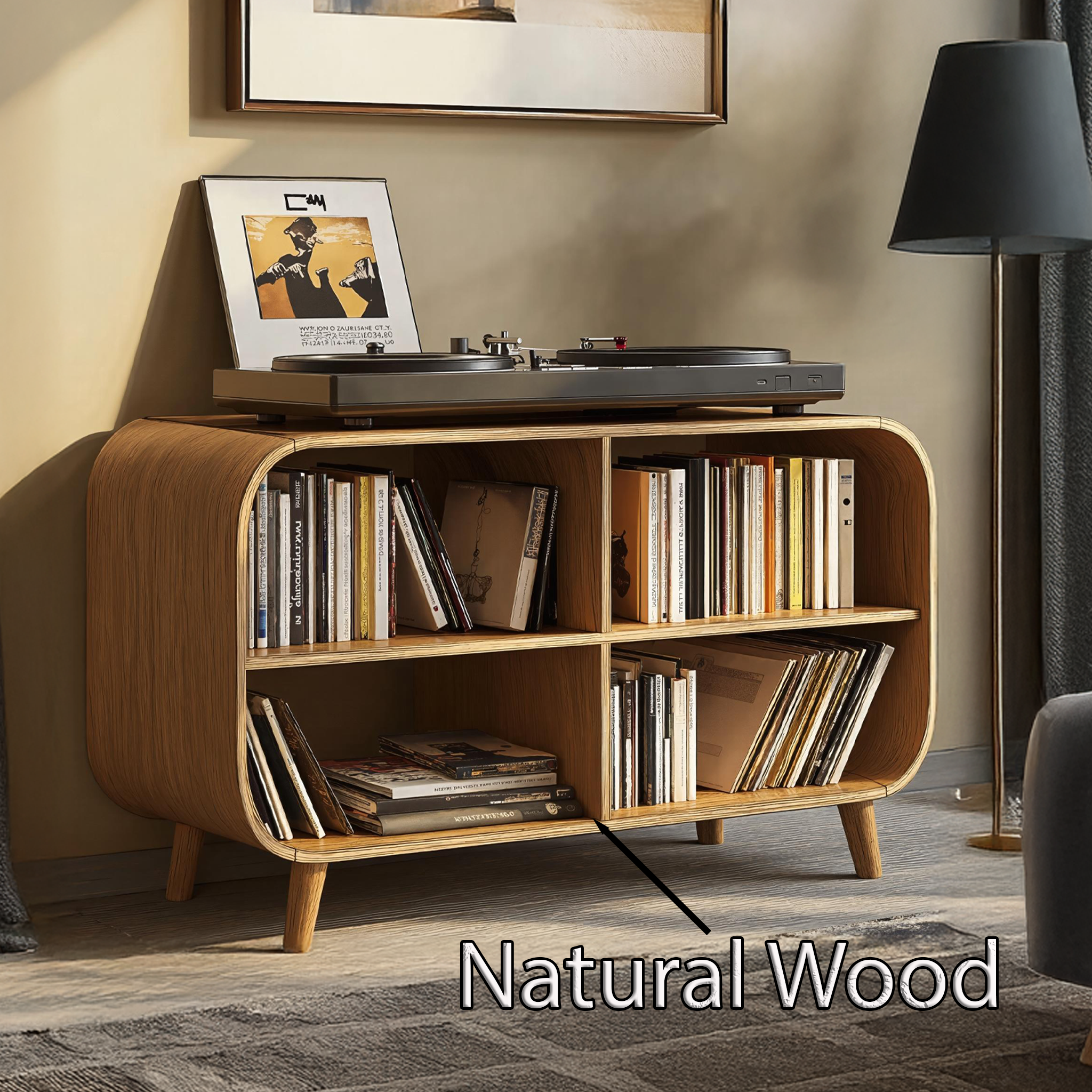 Mid Century Vinyl Record Storage Stand For Entryway Design SILDTRPT022