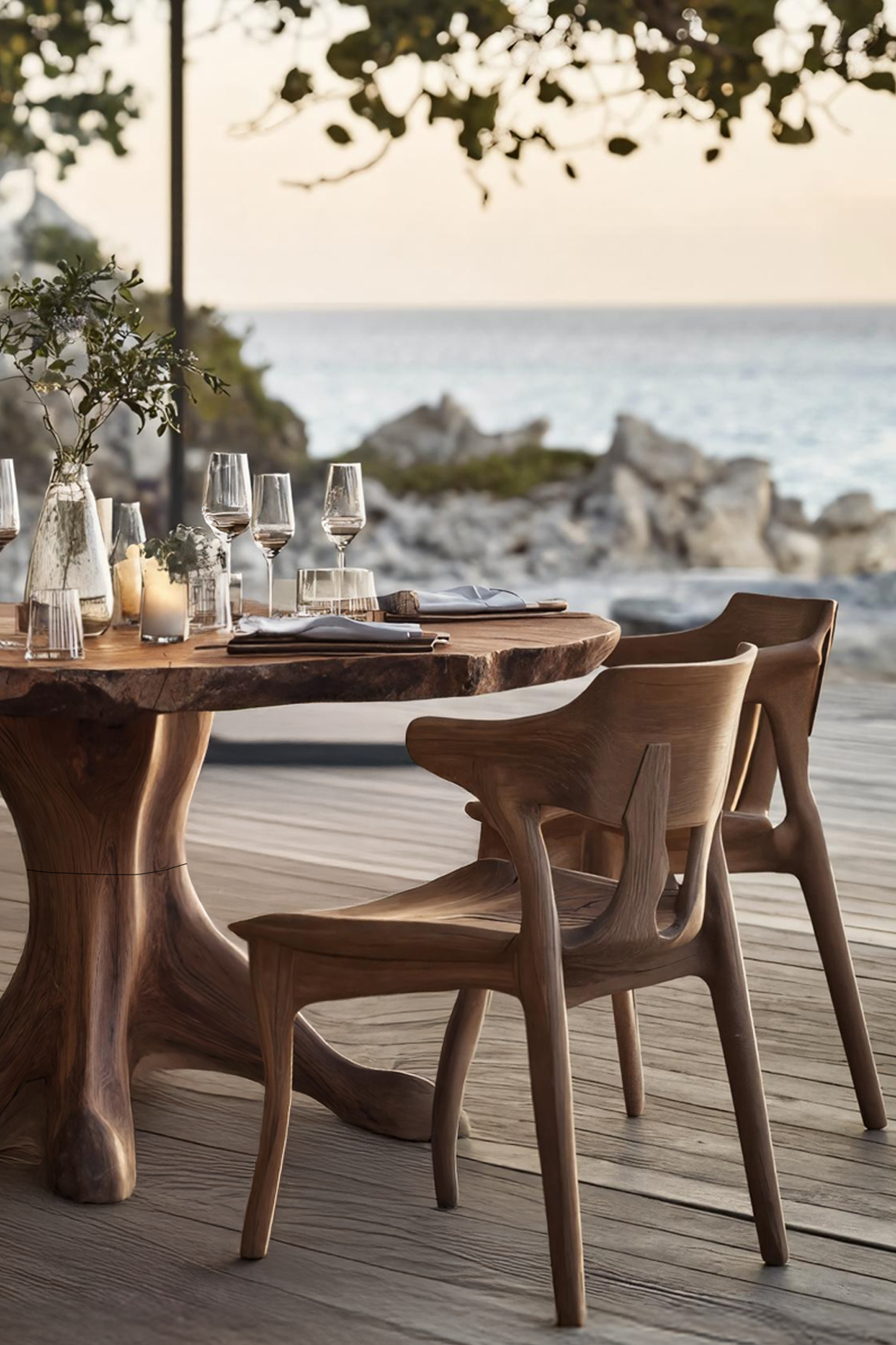 Handcrafted Wood Table For Custom Kitchen Setup SILDTTRDN015