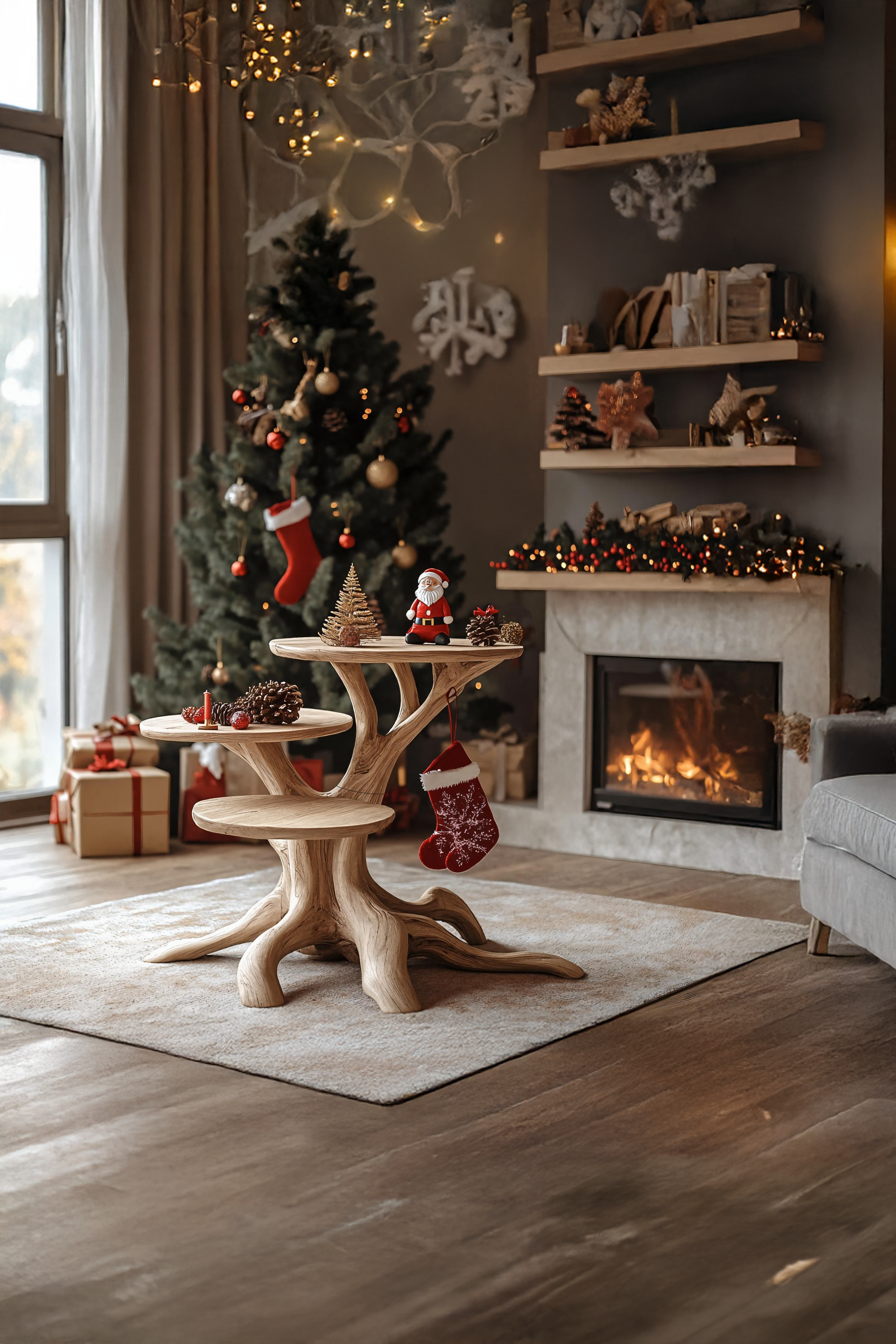 Rustic Wooden End Table For Entryway Design Festive Wall Display SILDTTRENC004