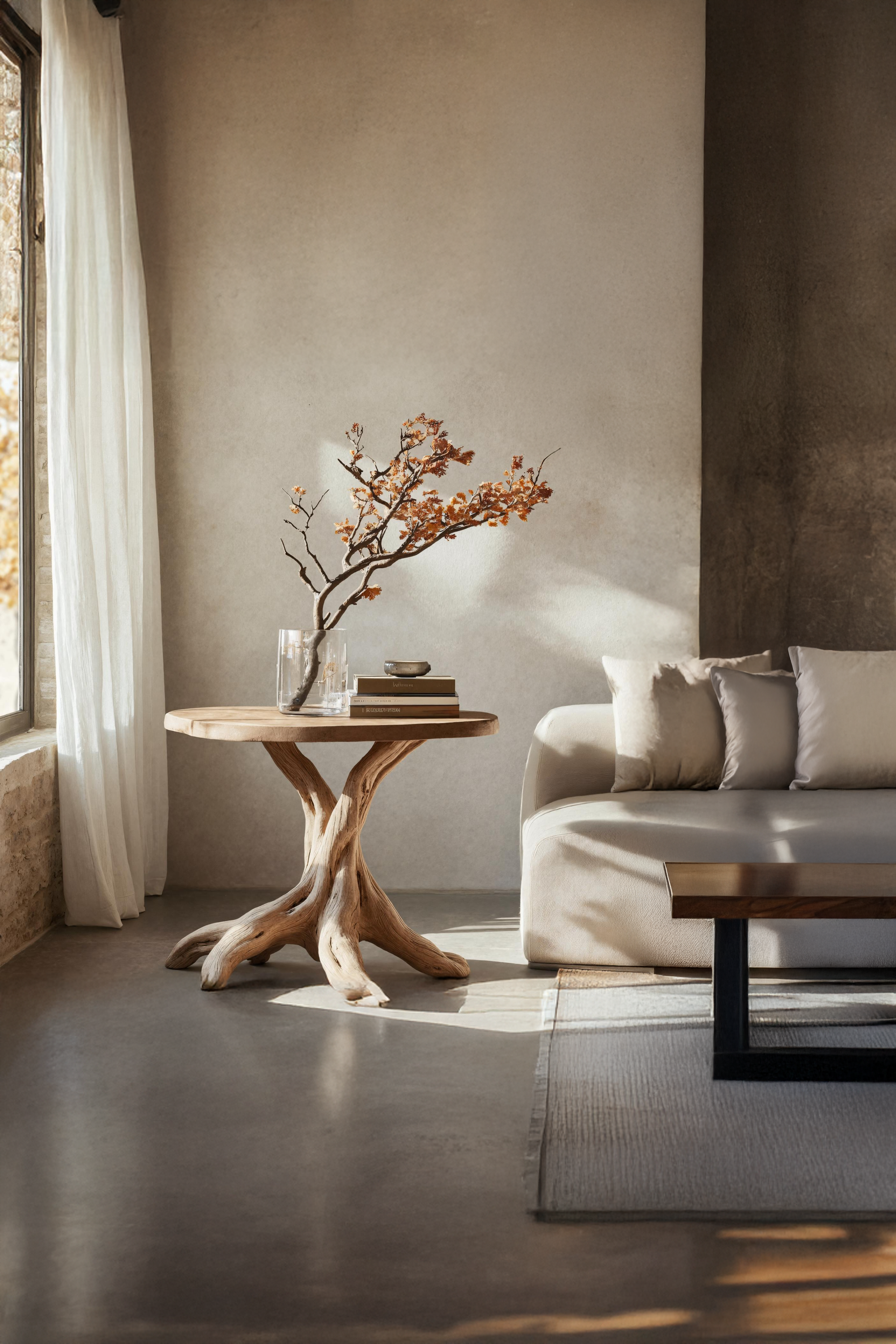 Handcrafted Solid Wood End Table For Living Room Modern Wall Display SILDTTREN011