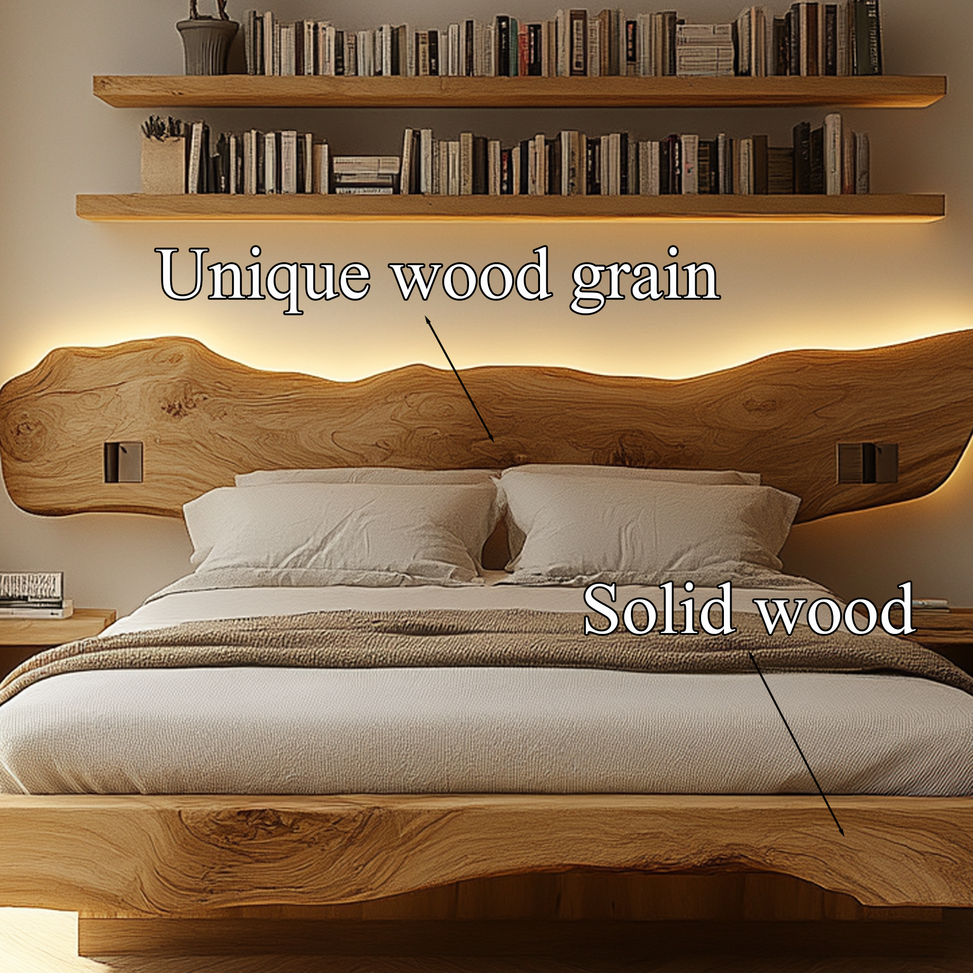 Wooden Bed Frame Custom Home Decor Gifts SINLWB011