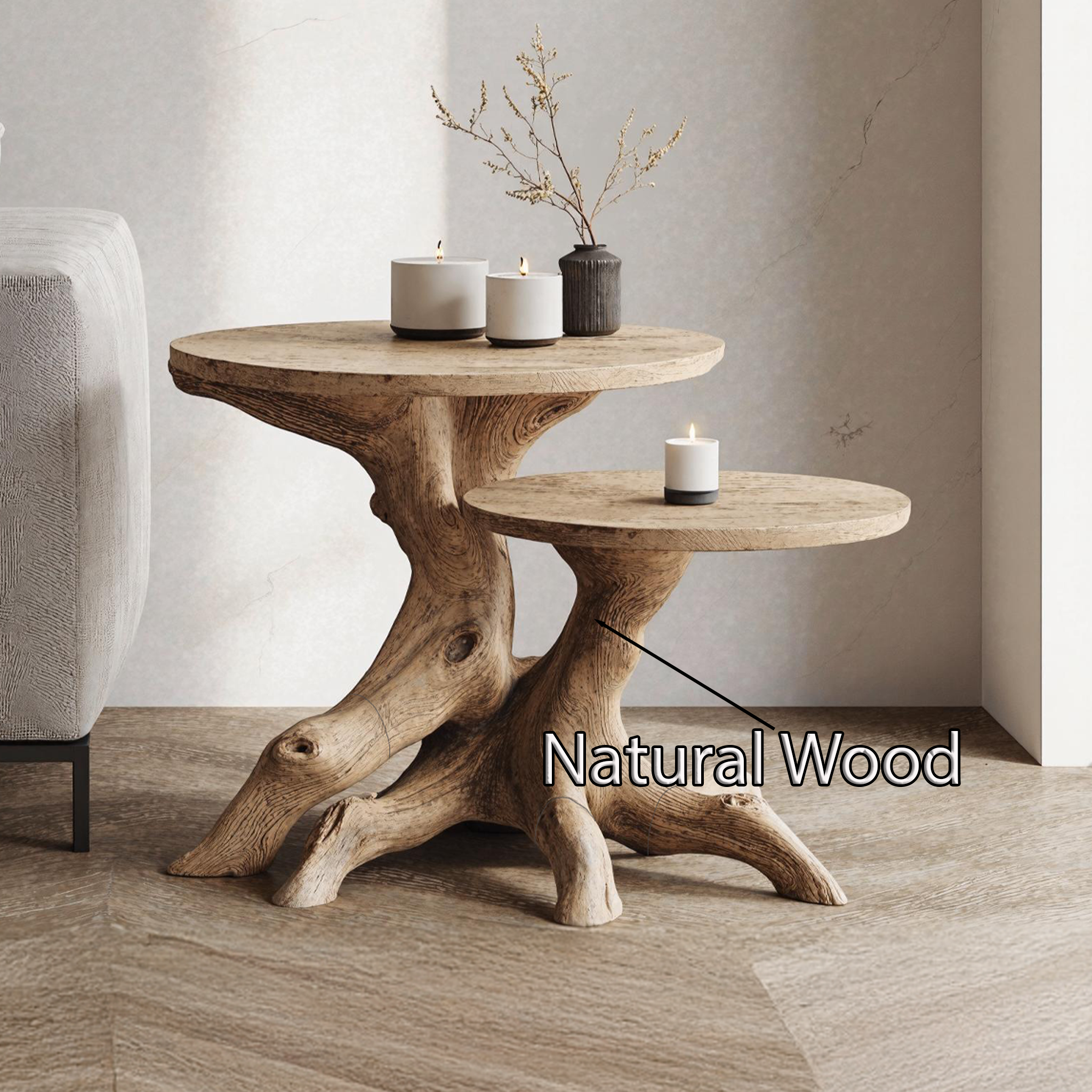 Mid Century Solid Wood End Table For Living Room SILDTTNEN009