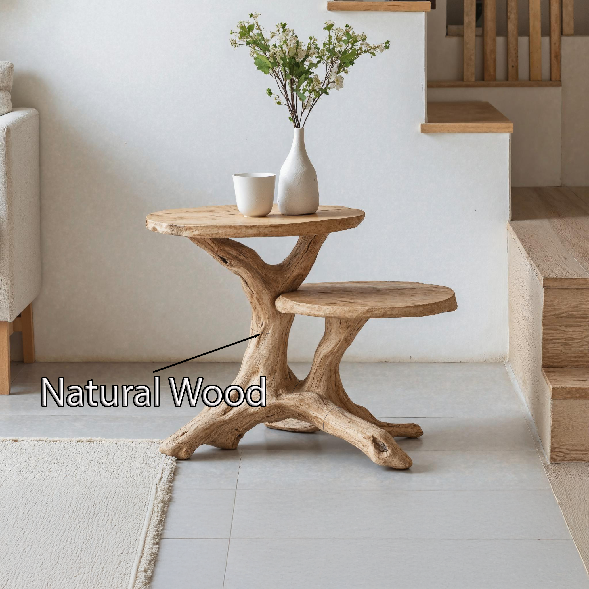 Mid Century Round End Table For Living Room SILDTTNEN001