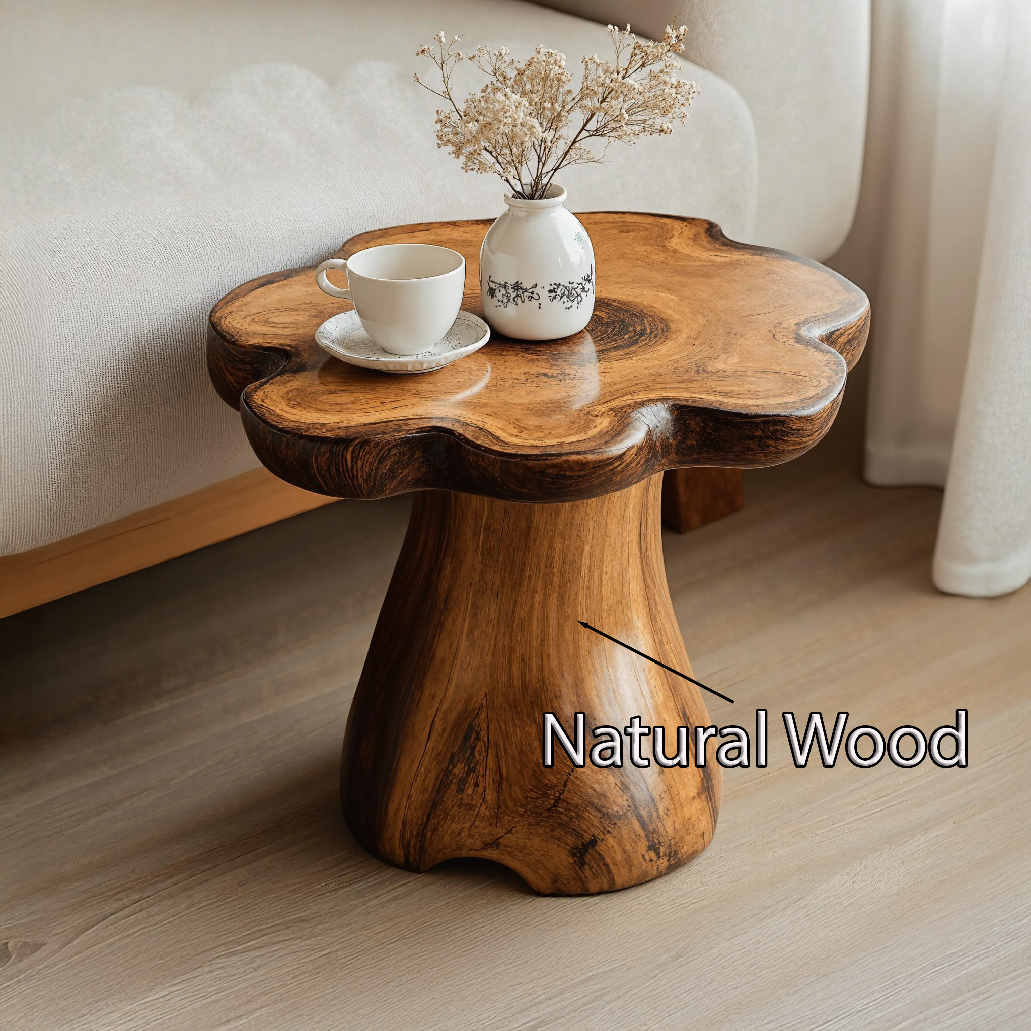 Handcrafted Wooden End Table For A Natural And Modern Living Space SILDTEN116