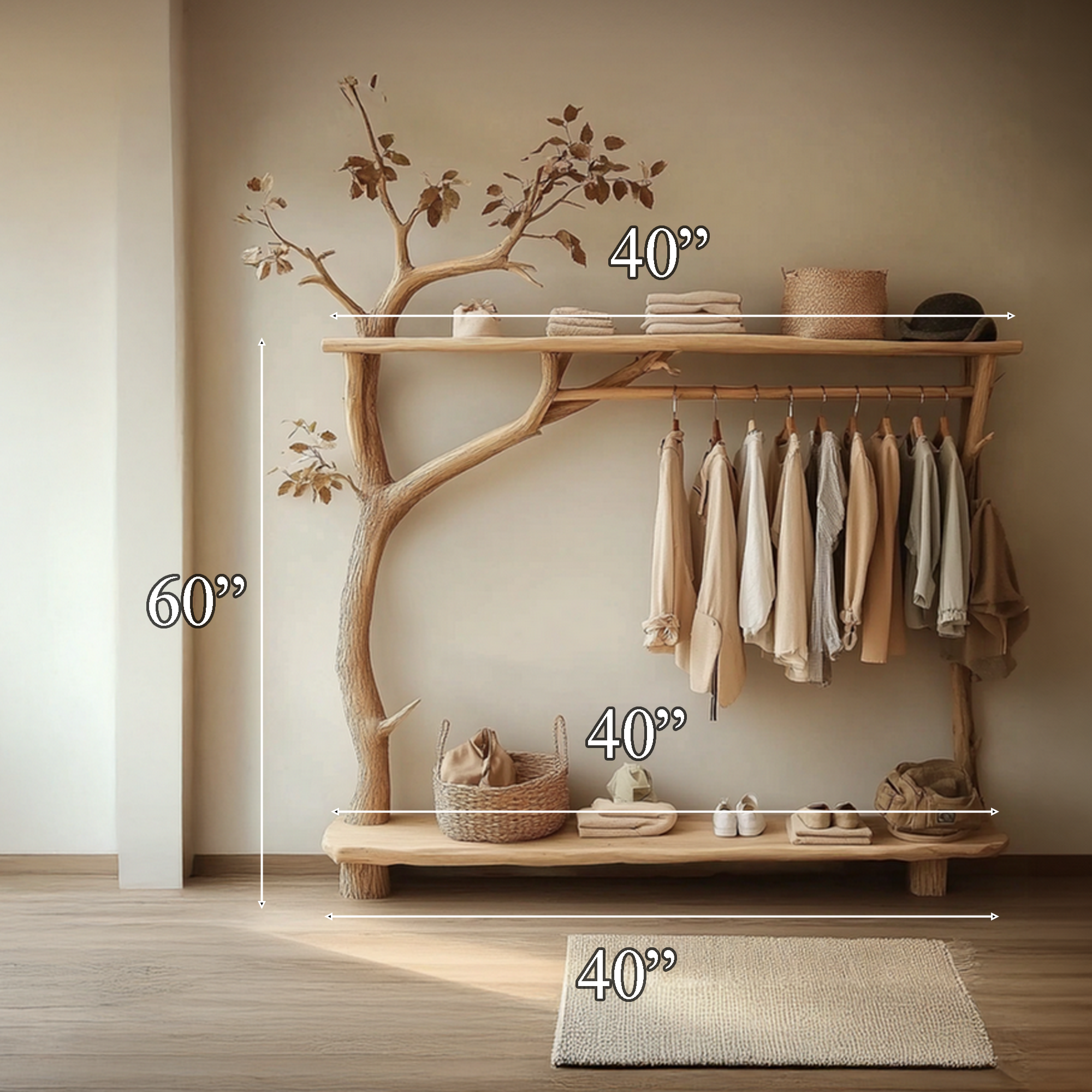 Tree Coat Rack Hanging Clothes Handmade Decor Room Gift SINLTB142
