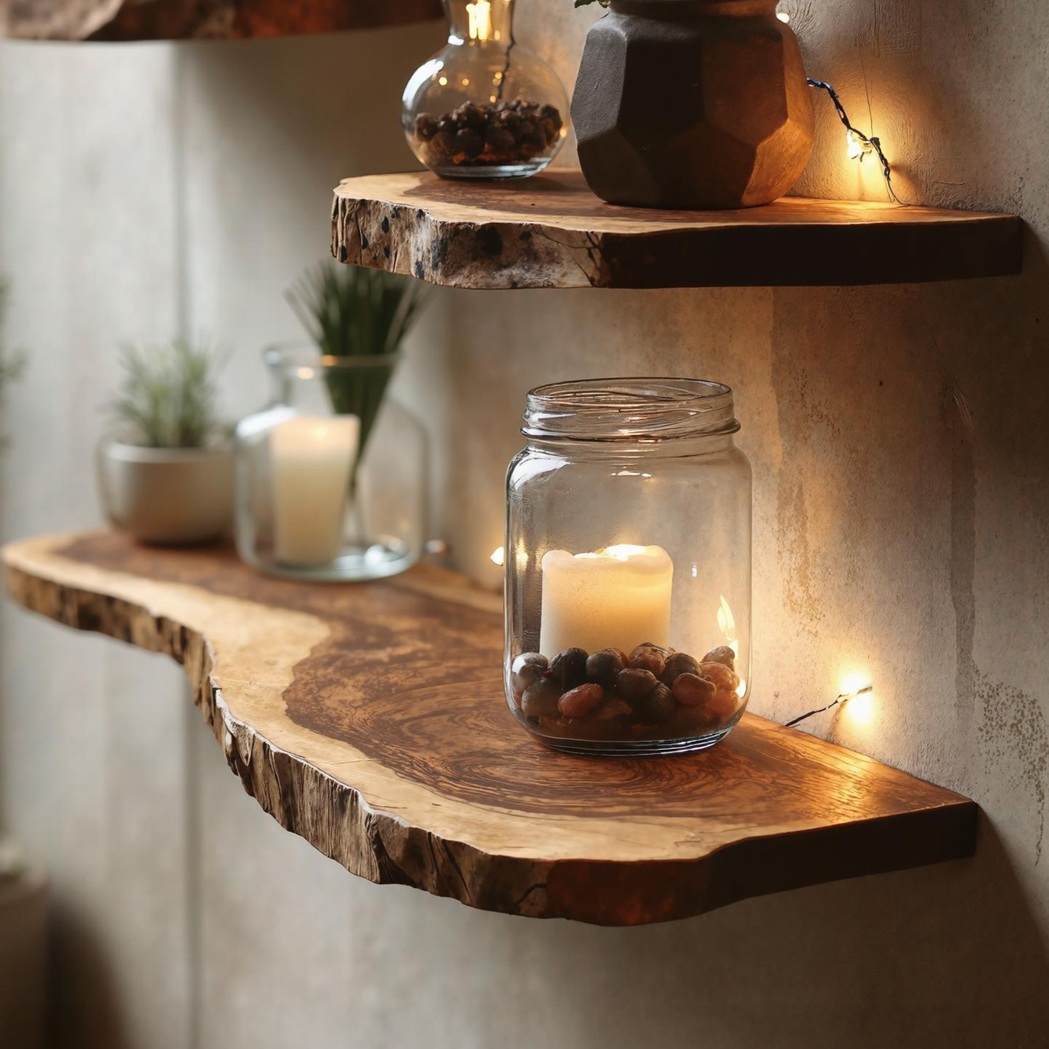 Live Edge Wooden Floating Shelf for Living Room Wall SILDTFL141