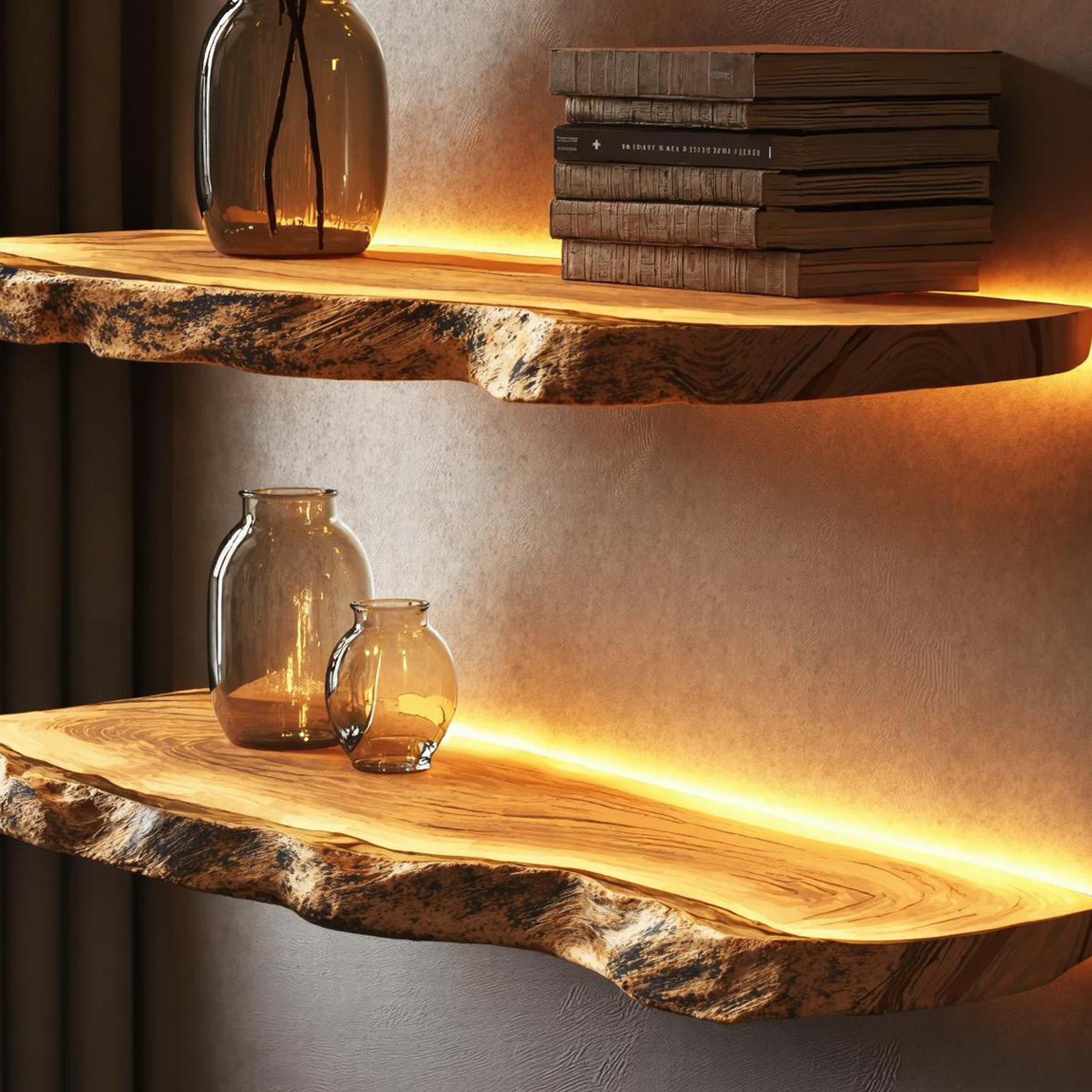 Floating Wall Shelf with Live Edge For Modern Home Decor SILDTFL142