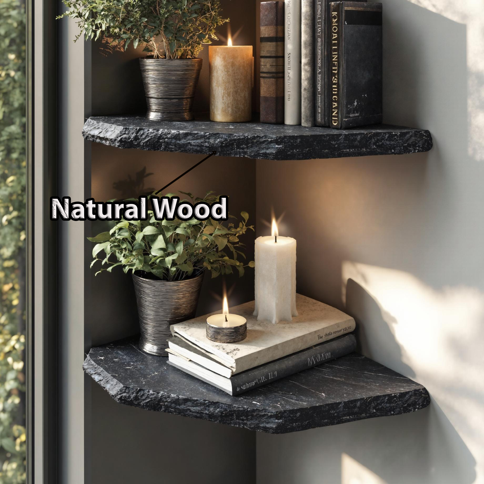 Handcrafted Natural Wood Corner Shelf For Home Organization SILDTCN077