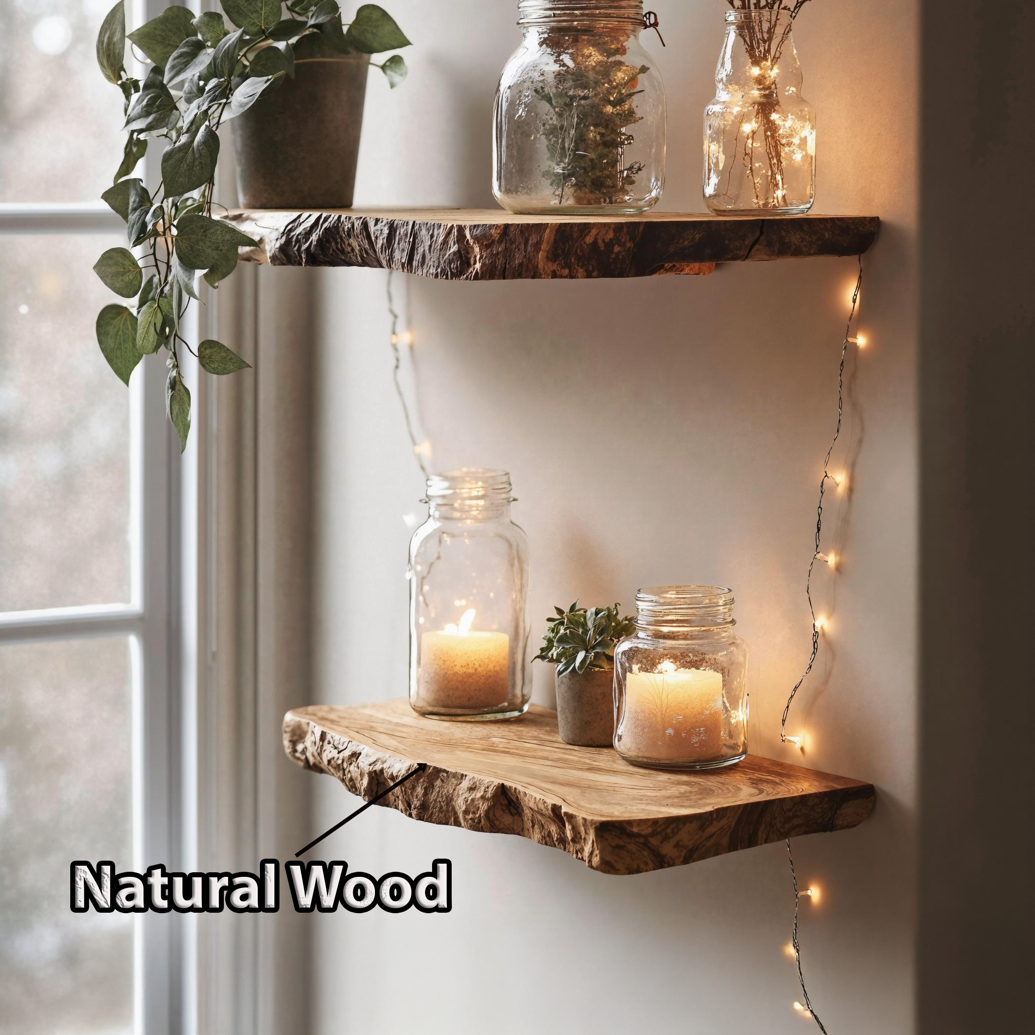 Farmhouse Style Wooden Floating Shelf For Seasonal Display SILDTFL144