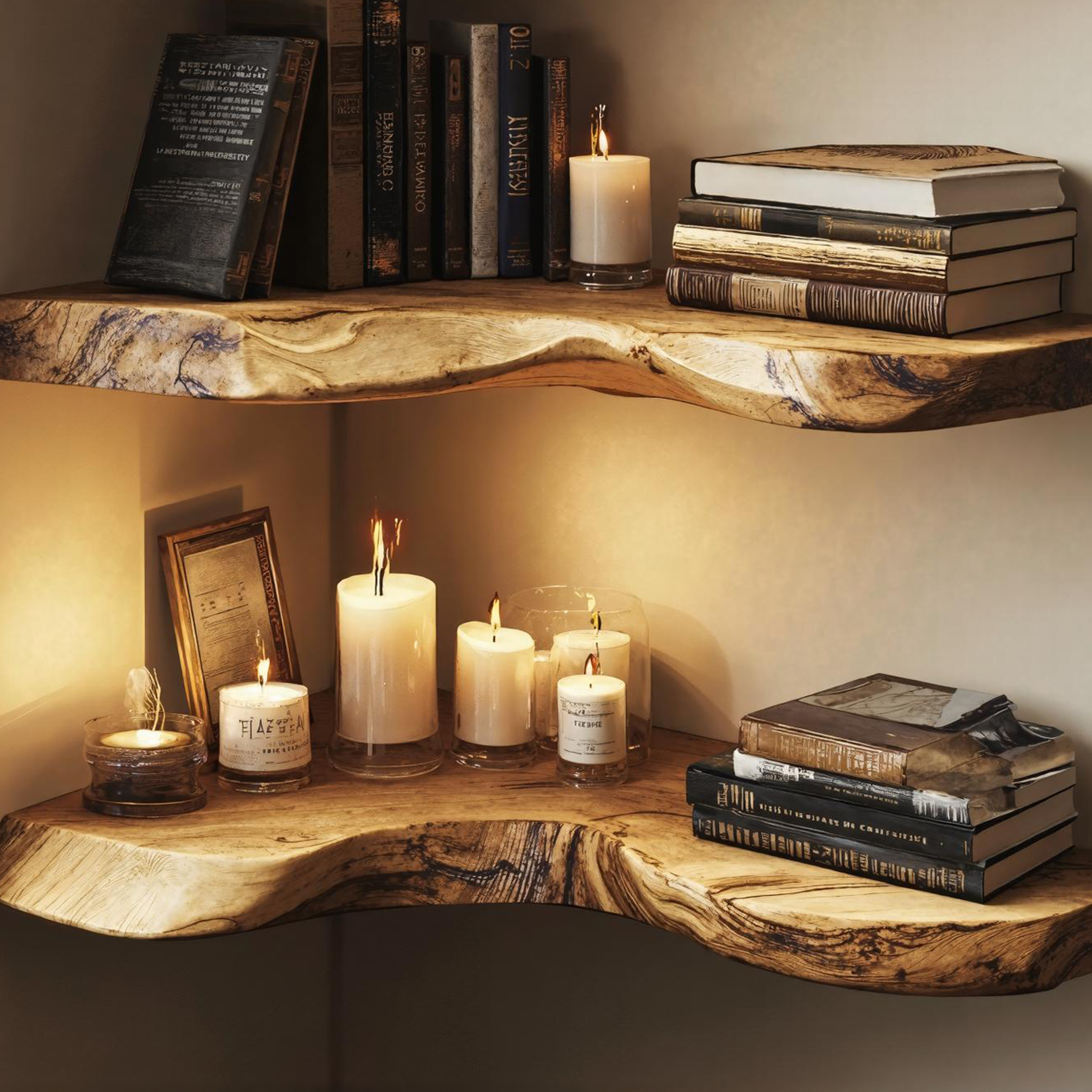 Elegant Wooden Corner Shelf For Living Room Display SILDTCN087