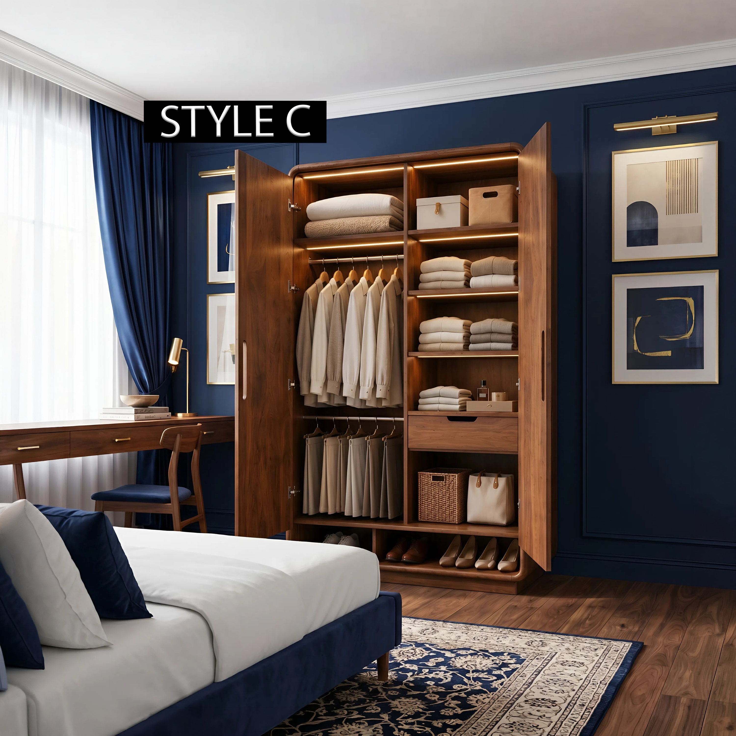 Minimalist Textured Surface Wardrobe For Guest Room Interior SILDTTNWDE004