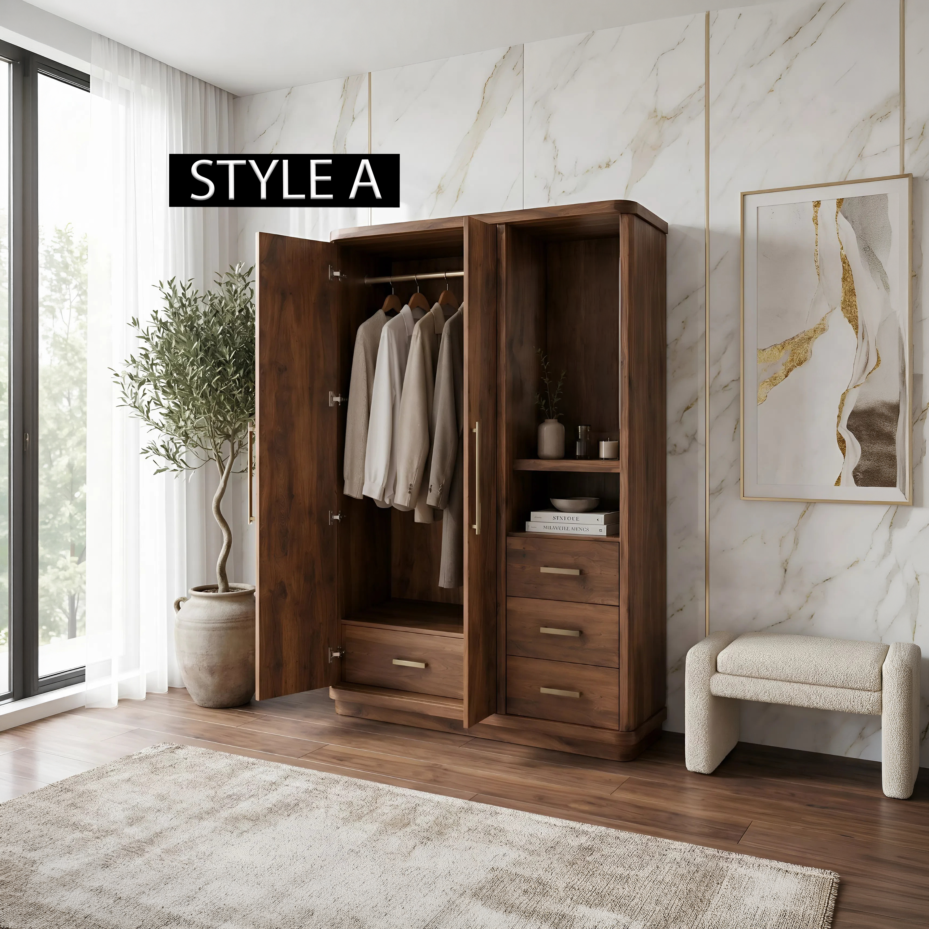 Modern Artistic Form Armoire For Open Lounge Bedroom SILDTTNWDE005